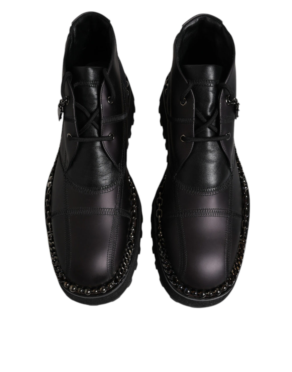 Schwarze Schnürstiefeletten aus Leder