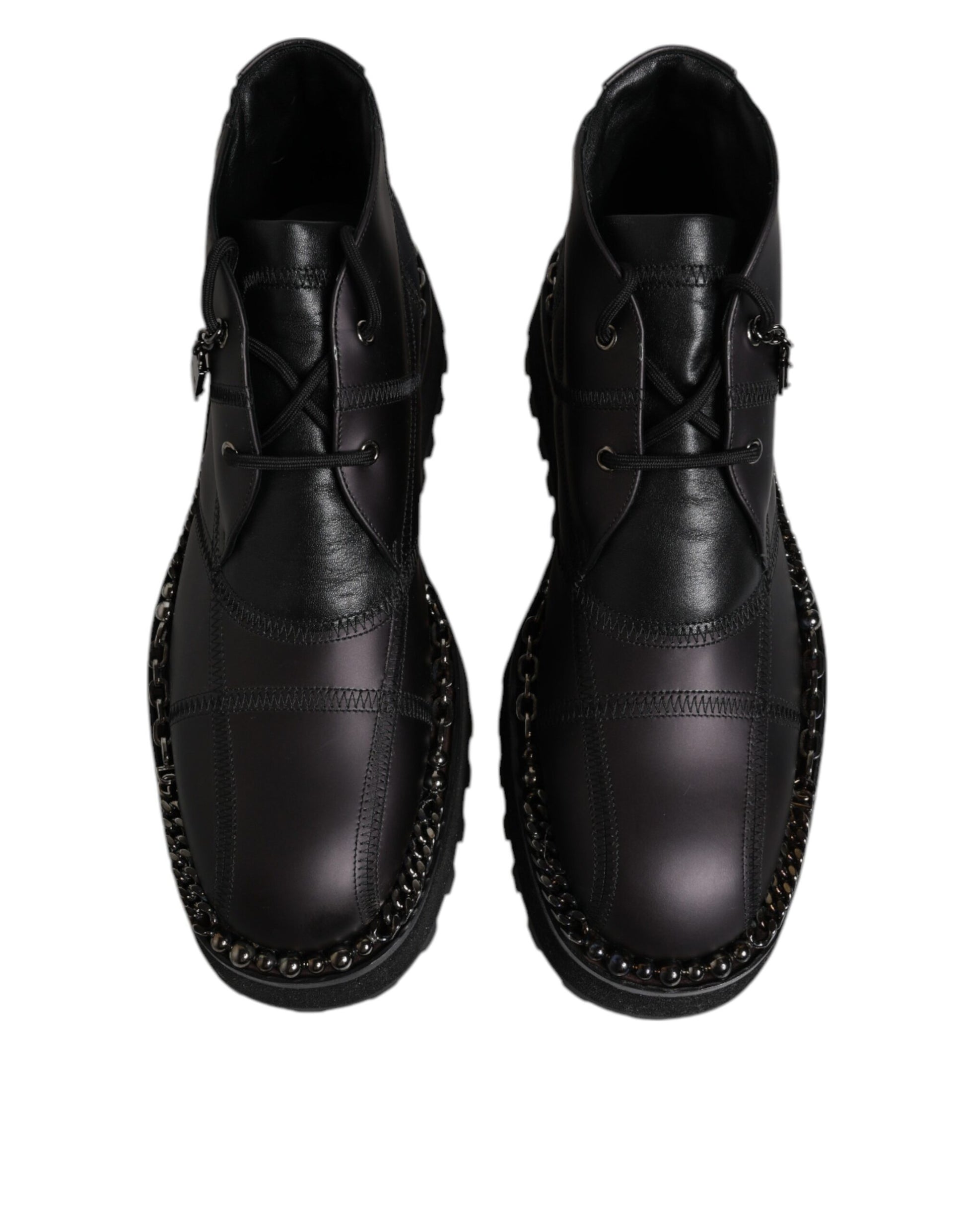 Schwarze Schnürstiefeletten aus Leder