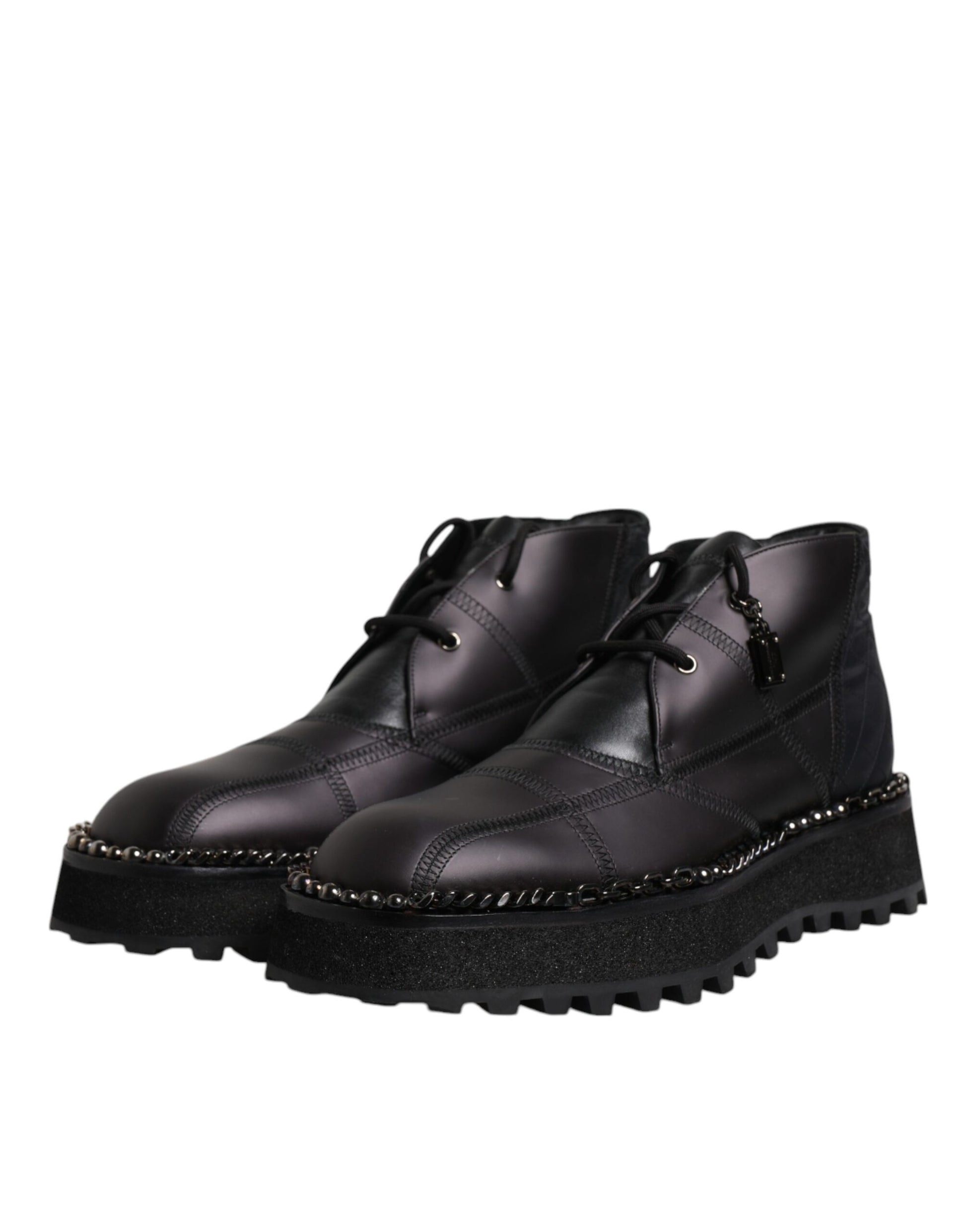 Schwarze Schnürstiefeletten aus Leder