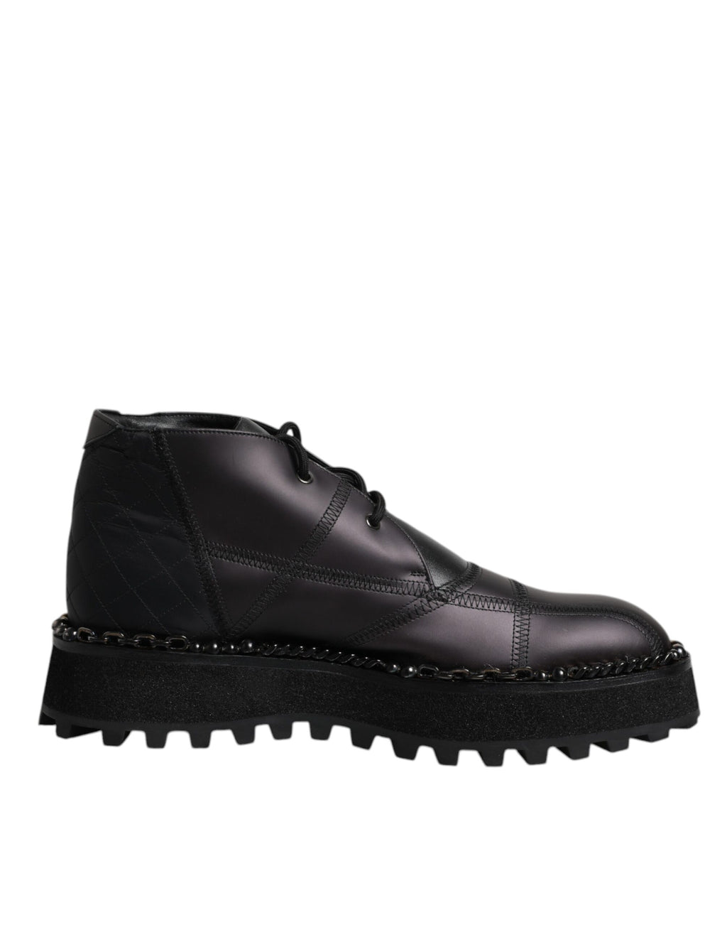 Schwarze Schnürstiefeletten aus Leder