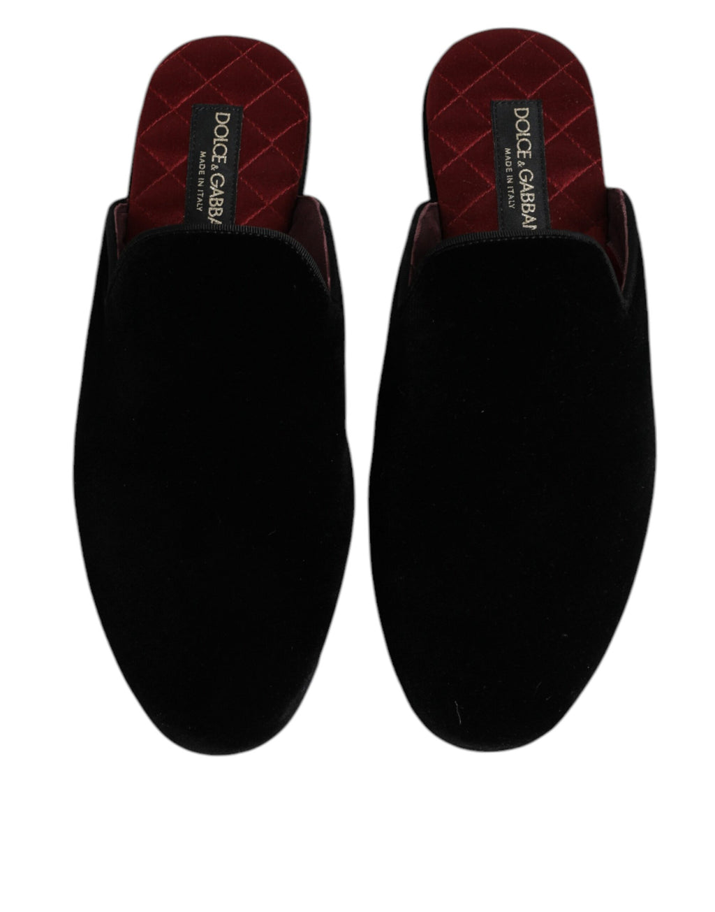 Flache Slipper aus schwarzem Viskosesamt
