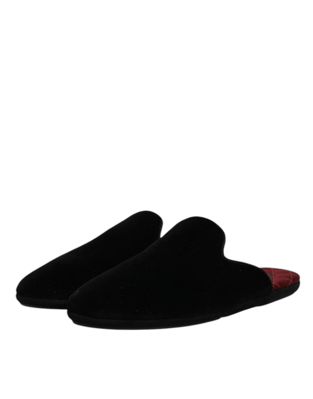 Flache Slipper aus schwarzem Viskosesamt