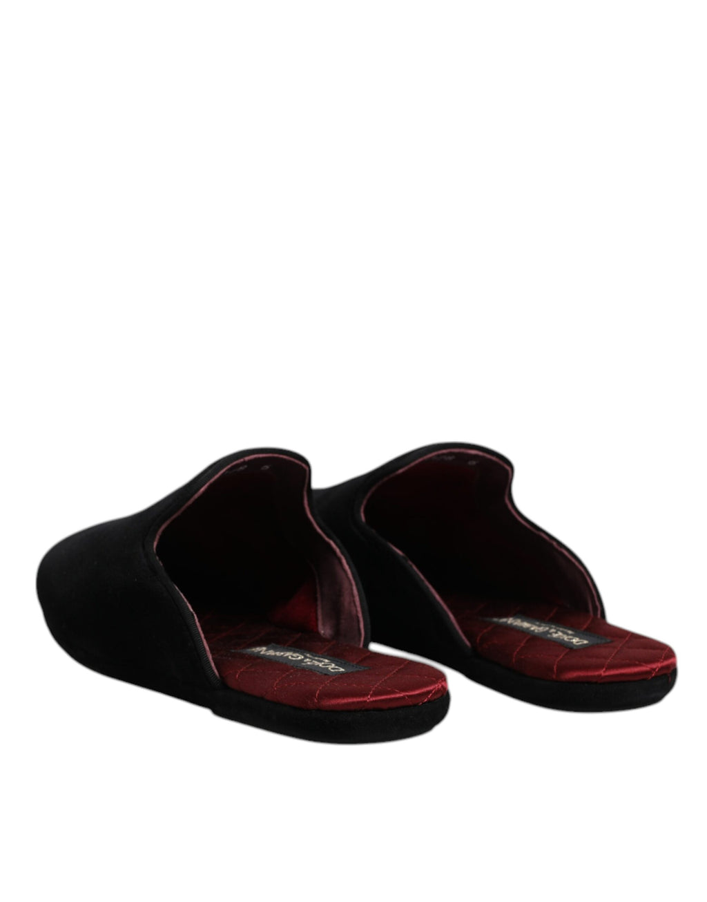 Flache Slipper aus schwarzem Viskosesamt