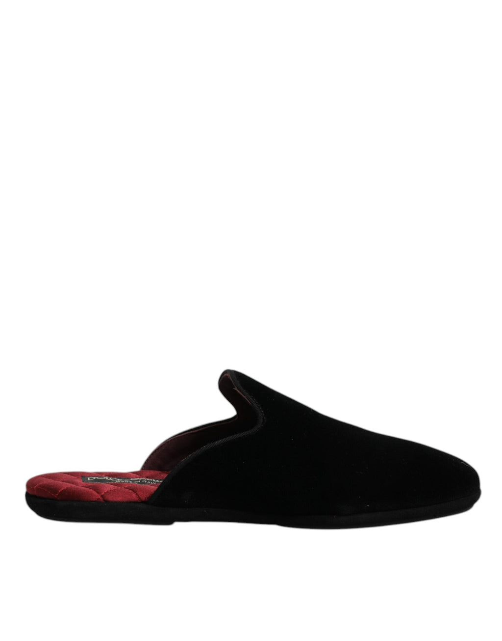 Flache Slipper aus schwarzem Viskosesamt