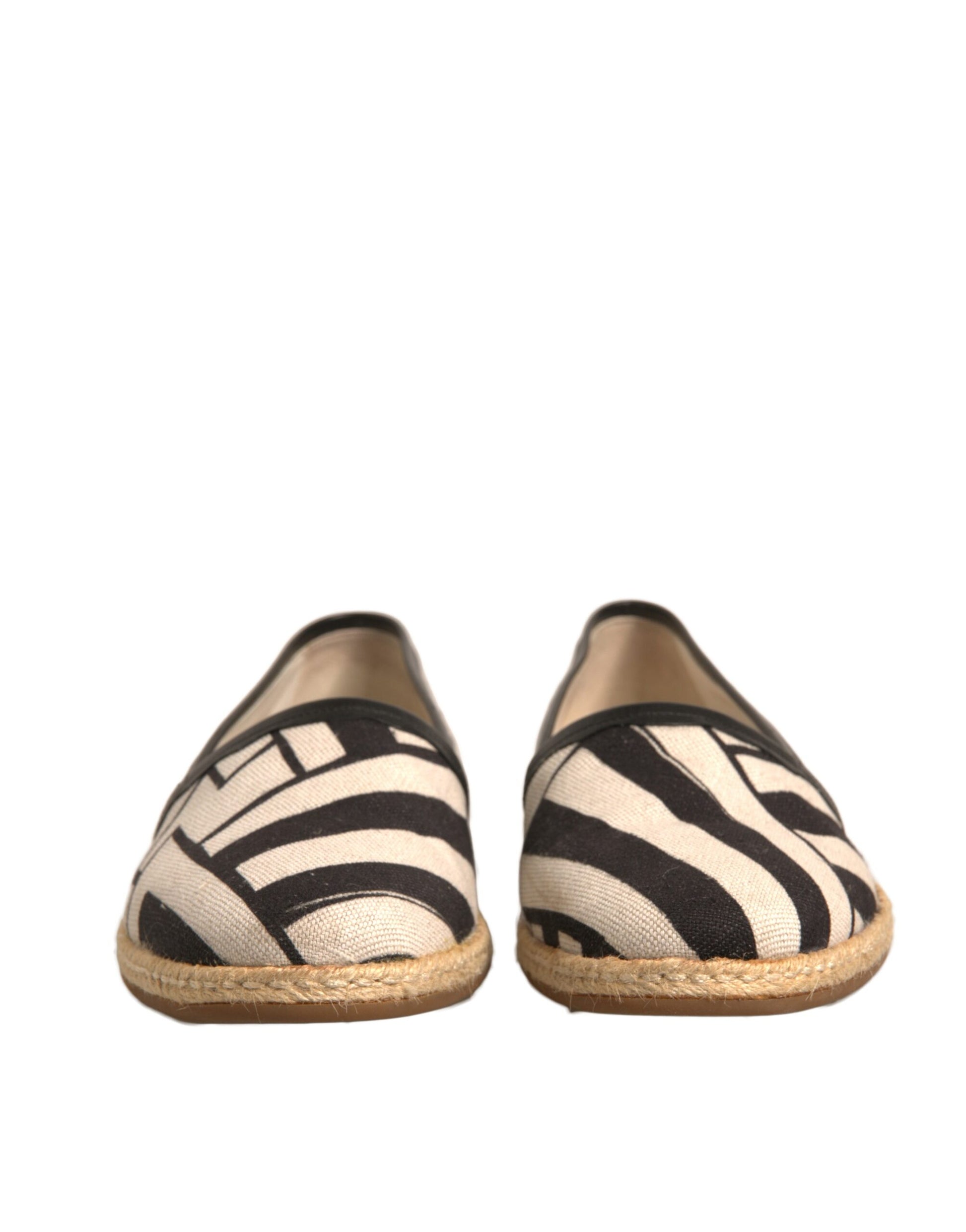 Espadrille-Schuhe mit schwarzen und weißen Streifen