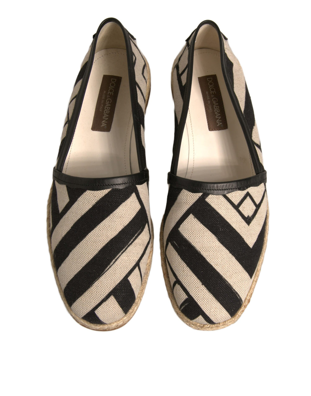 Espadrille-Schuhe mit schwarzen und weißen Streifen