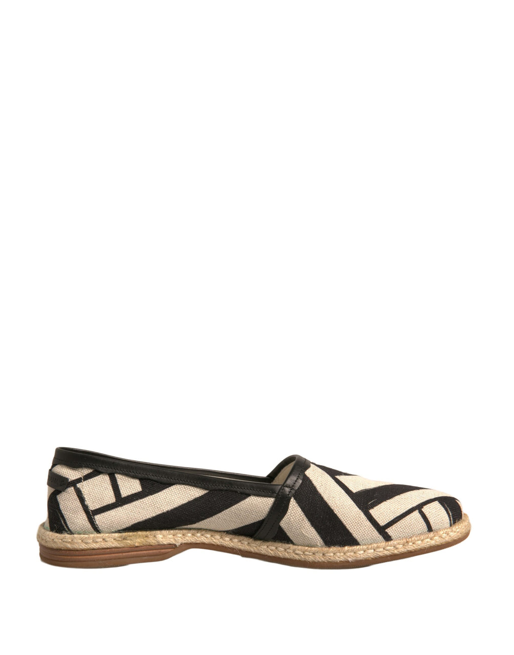Espadrille-Schuhe mit schwarzen und weißen Streifen
