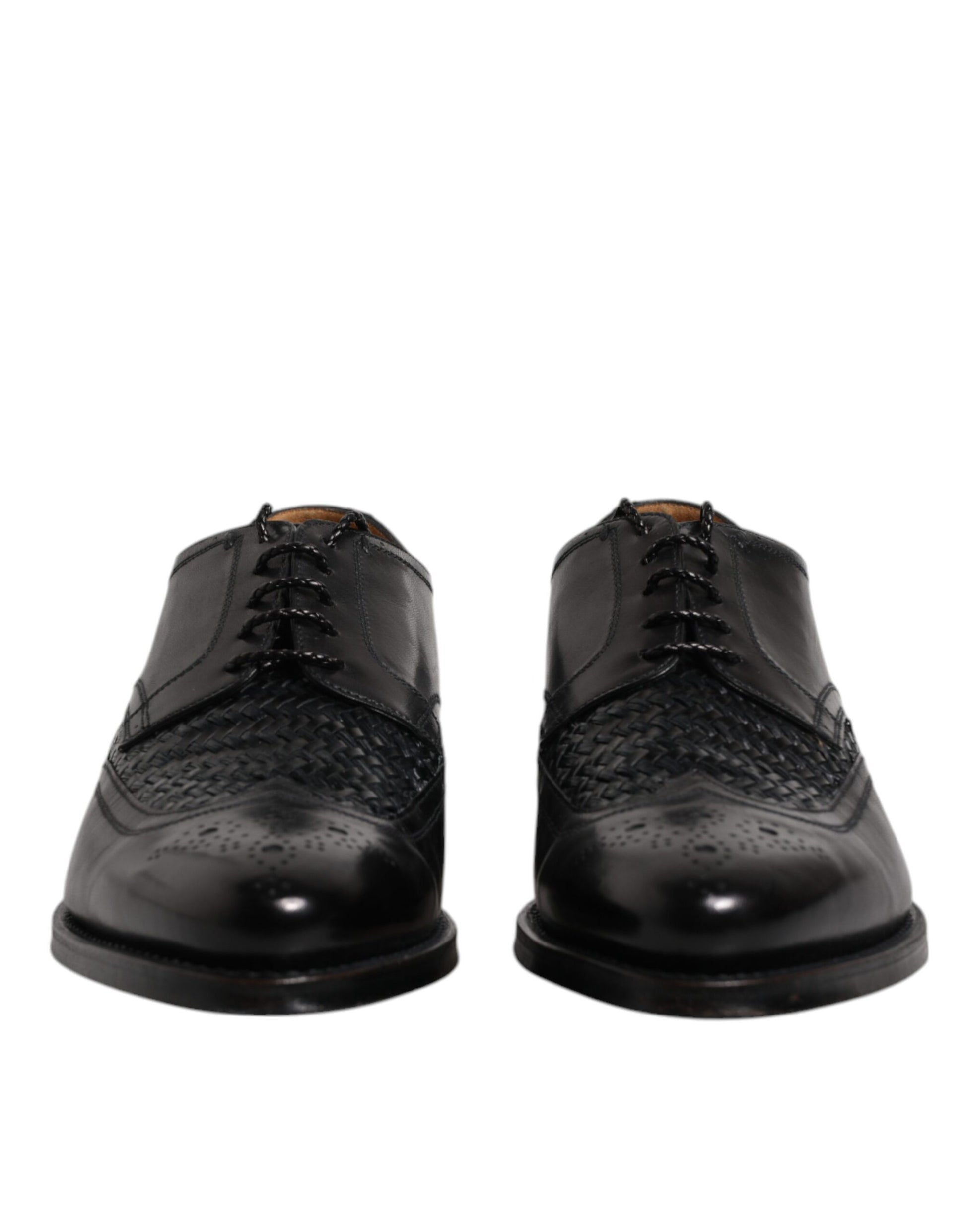 Schwarze Derby-Schuhe aus Leder mit Flügelkappe und Schnürung für formelle Anlässe