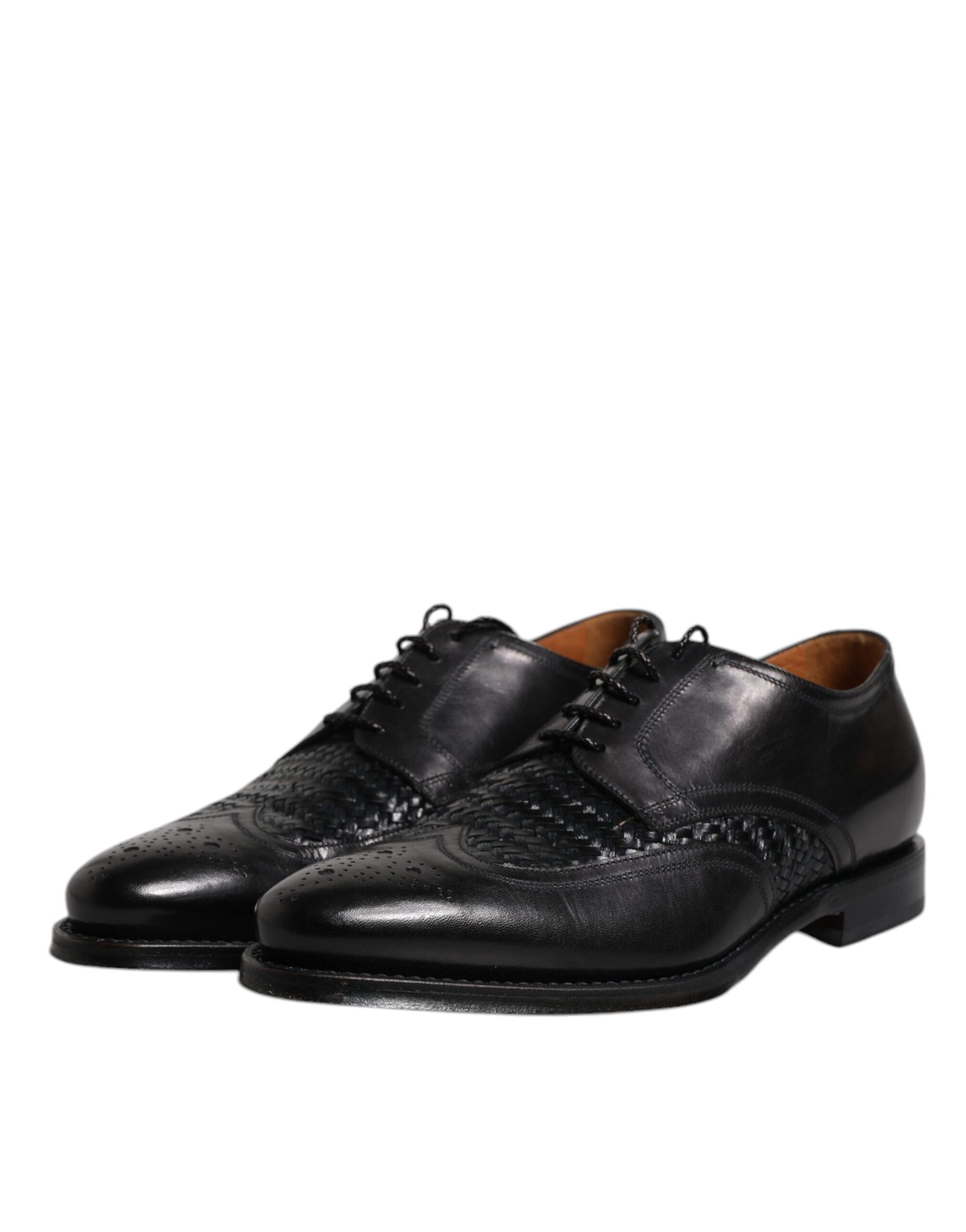 Schwarze Derby-Schuhe aus Leder mit Flügelkappe und Schnürung für formelle Anlässe