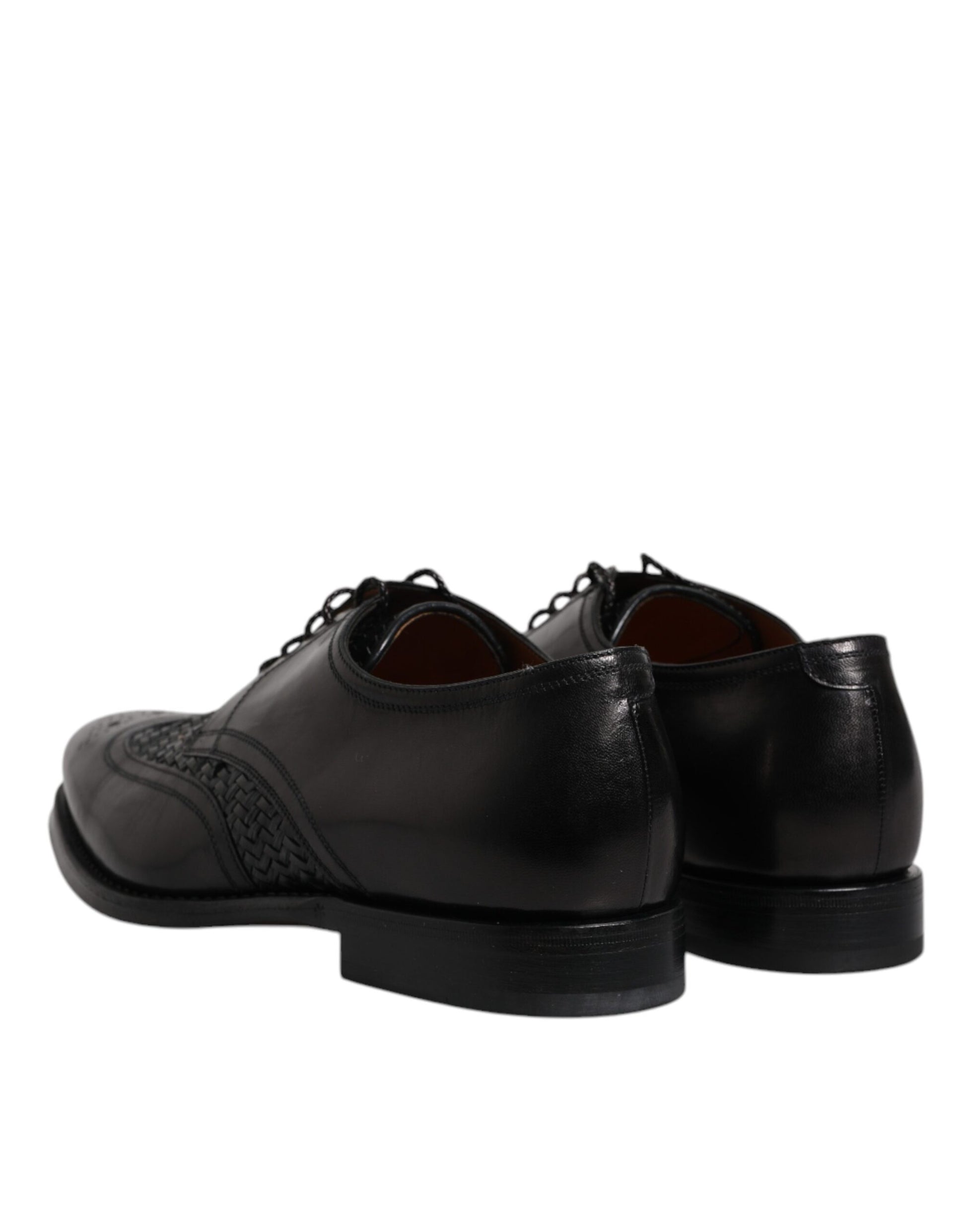 Schwarze Derby-Schuhe aus Leder mit Flügelkappe und Schnürung für formelle Anlässe