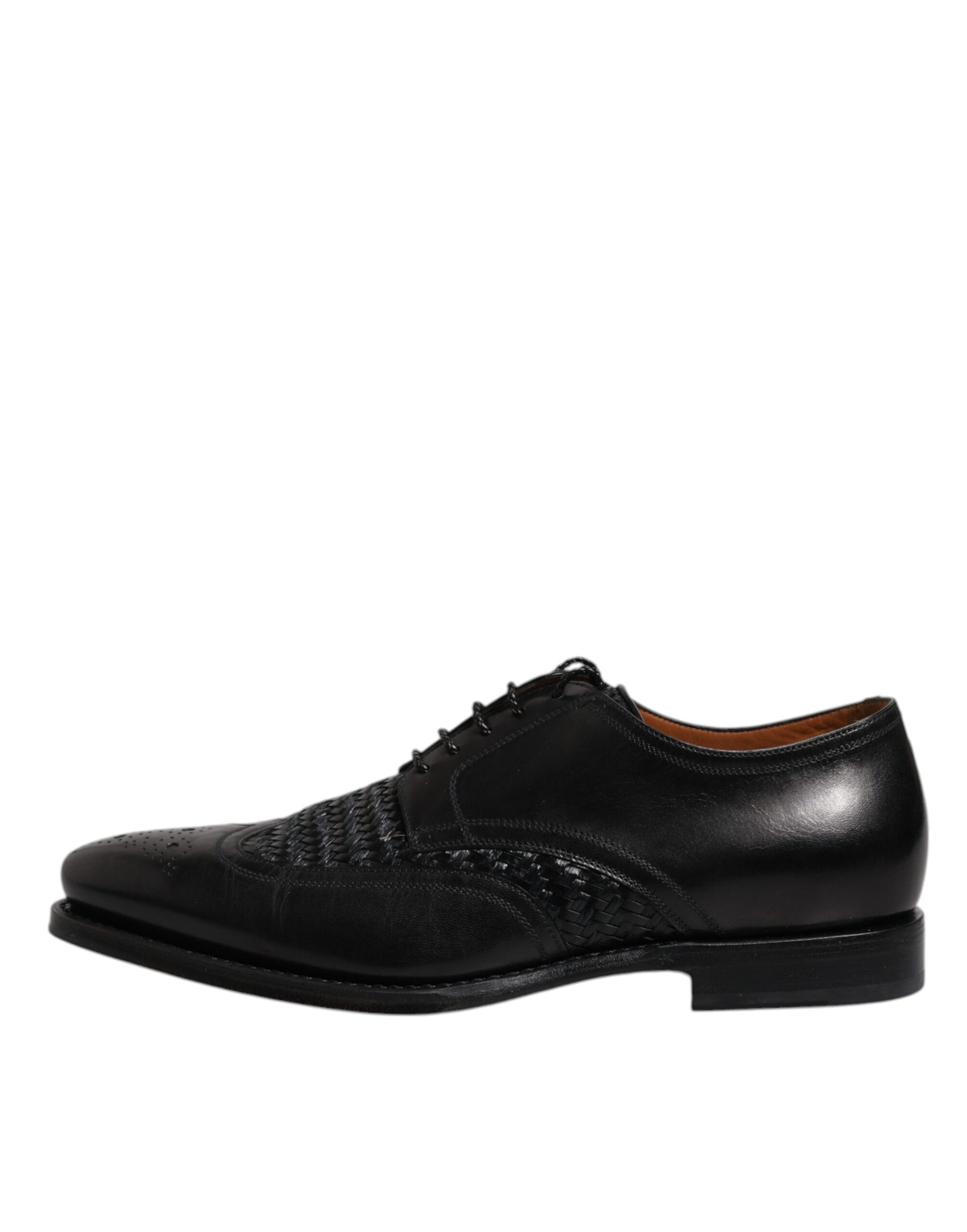 Schwarze Derby-Schuhe aus Leder mit Flügelkappe und Schnürung für formelle Anlässe
