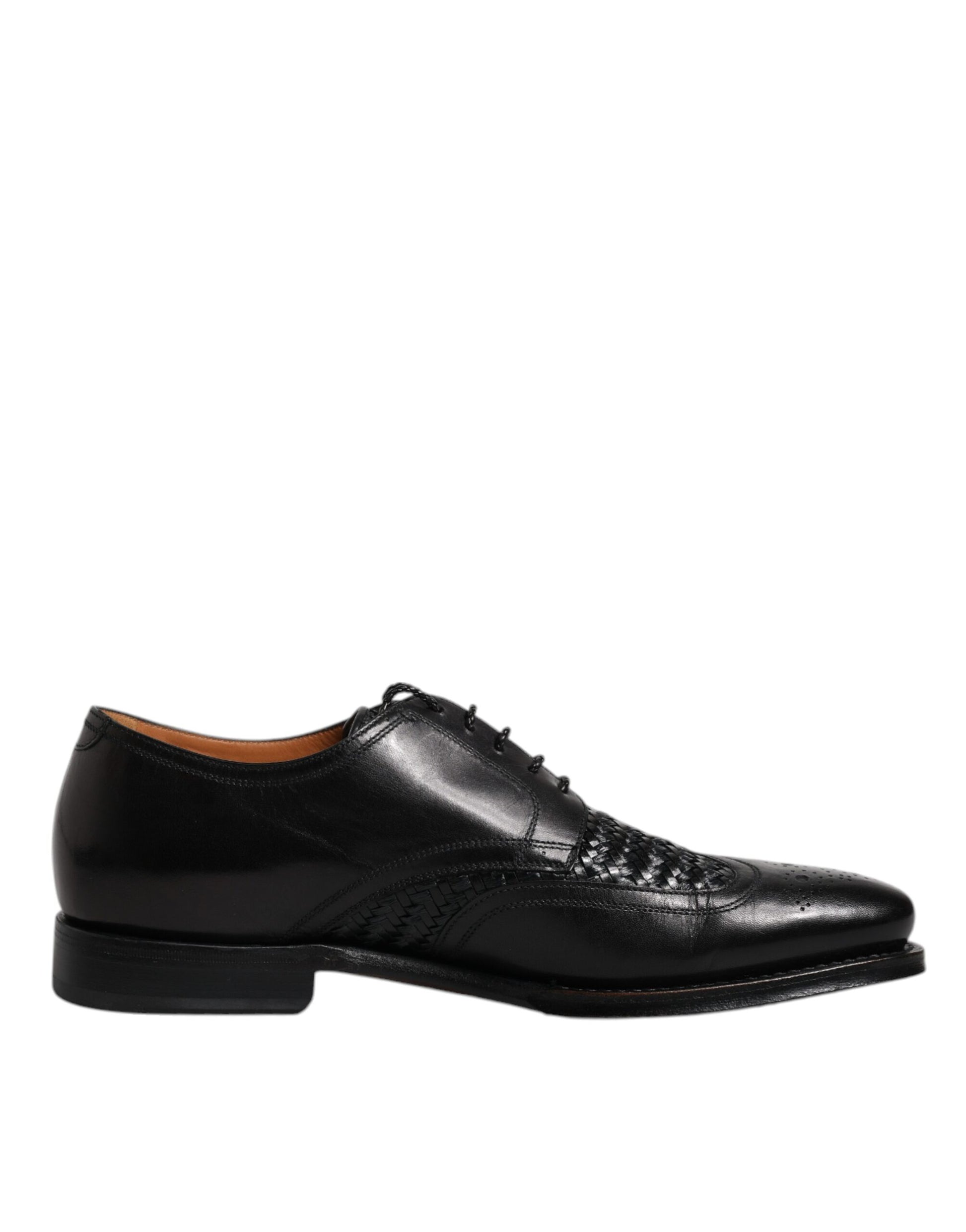 Schwarze Derby-Schuhe aus Leder mit Flügelkappe und Schnürung für formelle Anlässe