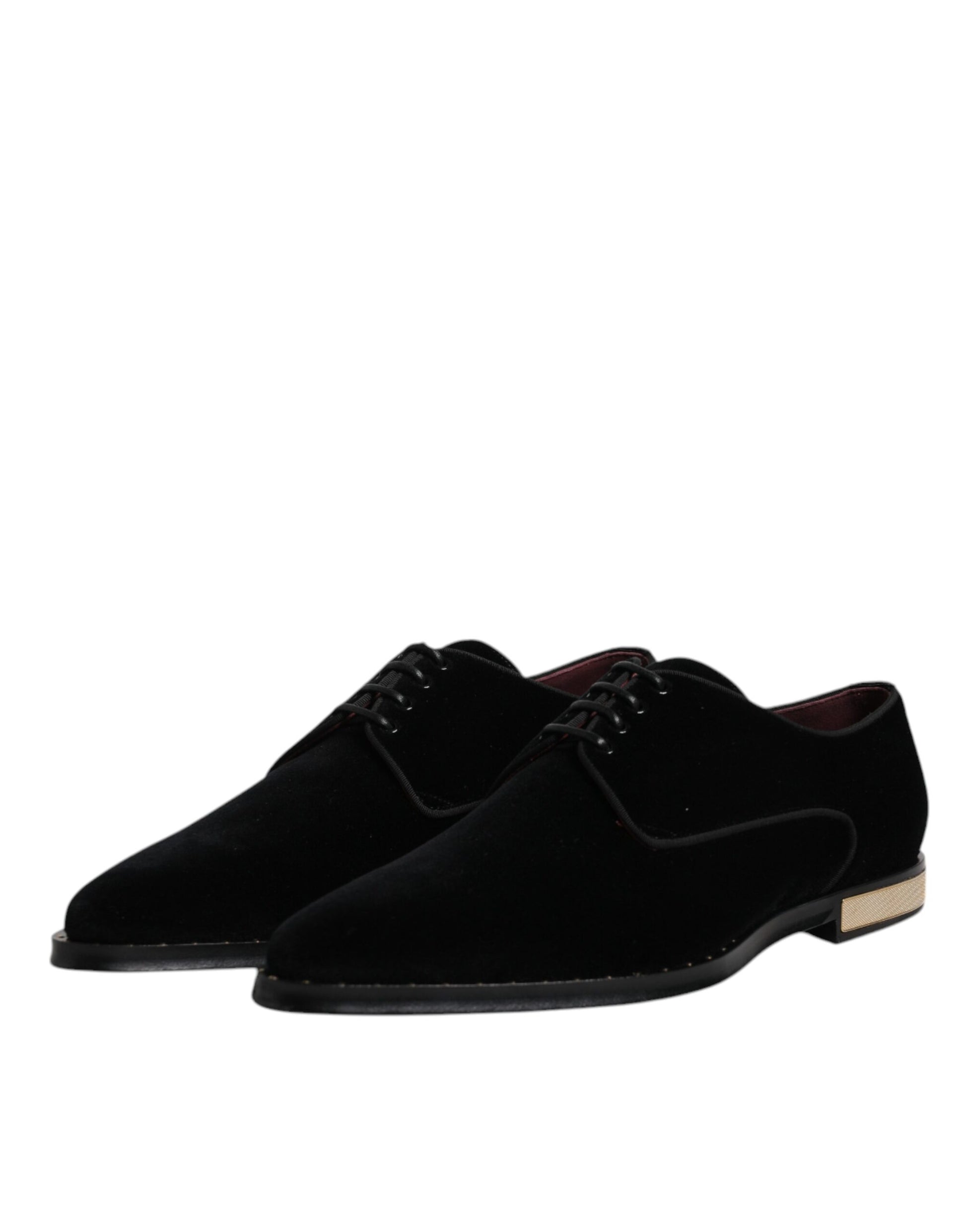 Schwarze Derby-Schnürschuhe aus Samt und Baumwolle