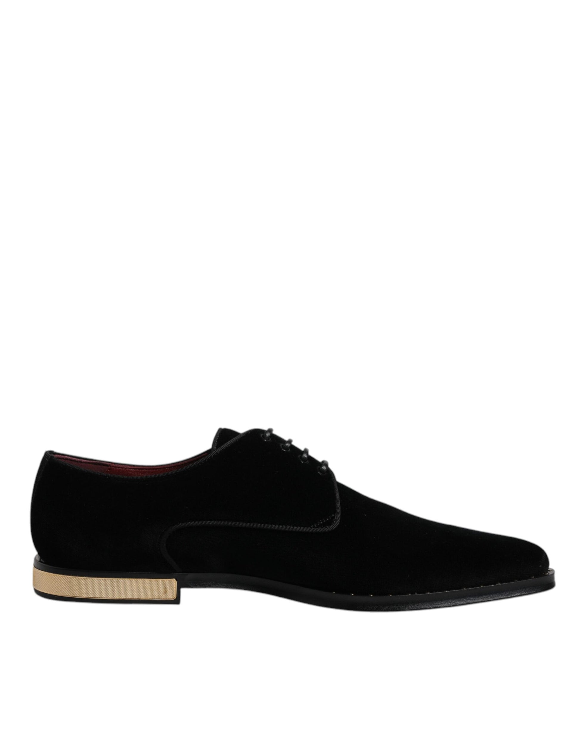 Schwarze Derby-Schnürschuhe aus Samt und Baumwolle