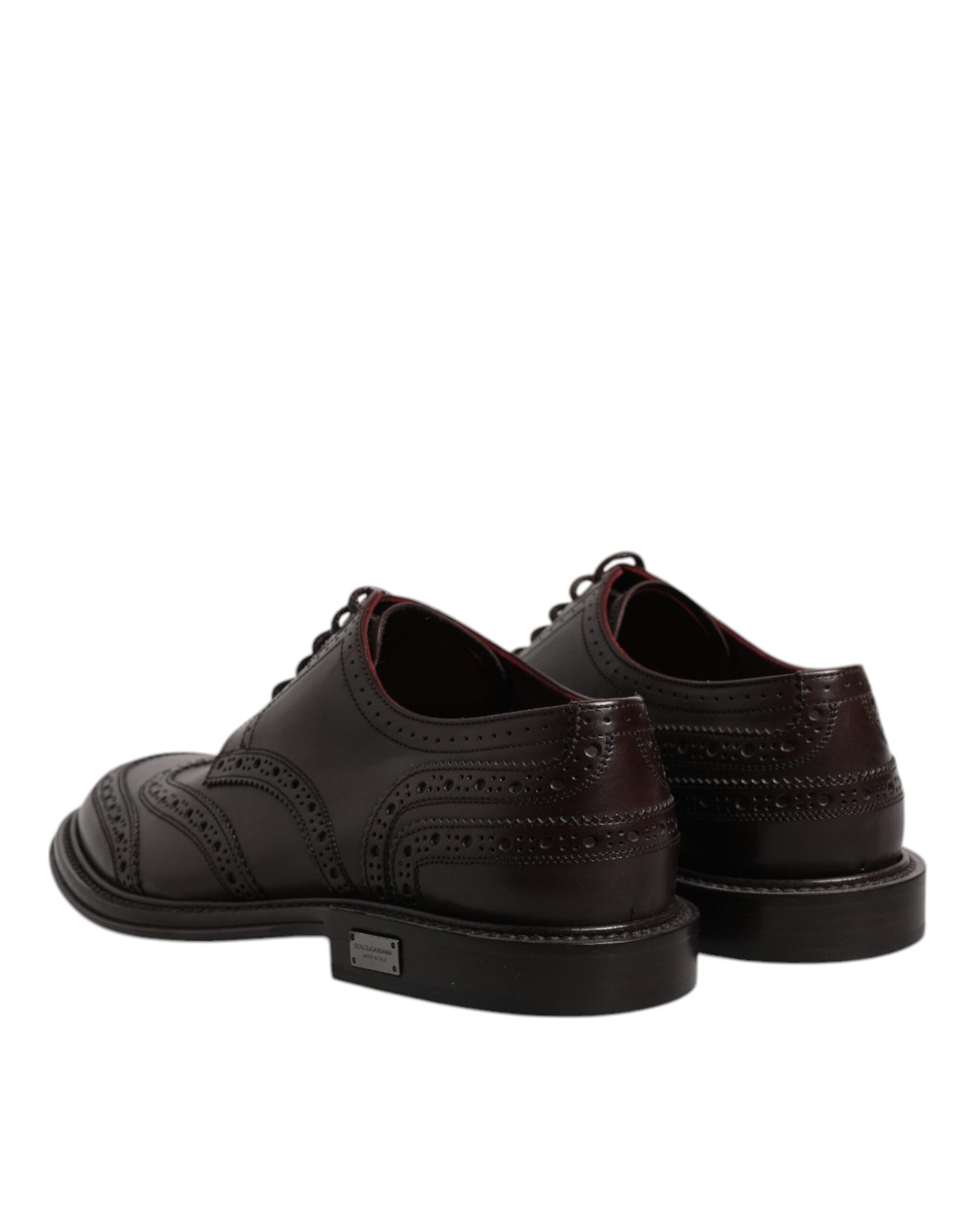 Braune Derby-Schuhe aus Leder mit Flügelkappe und Schnürung
