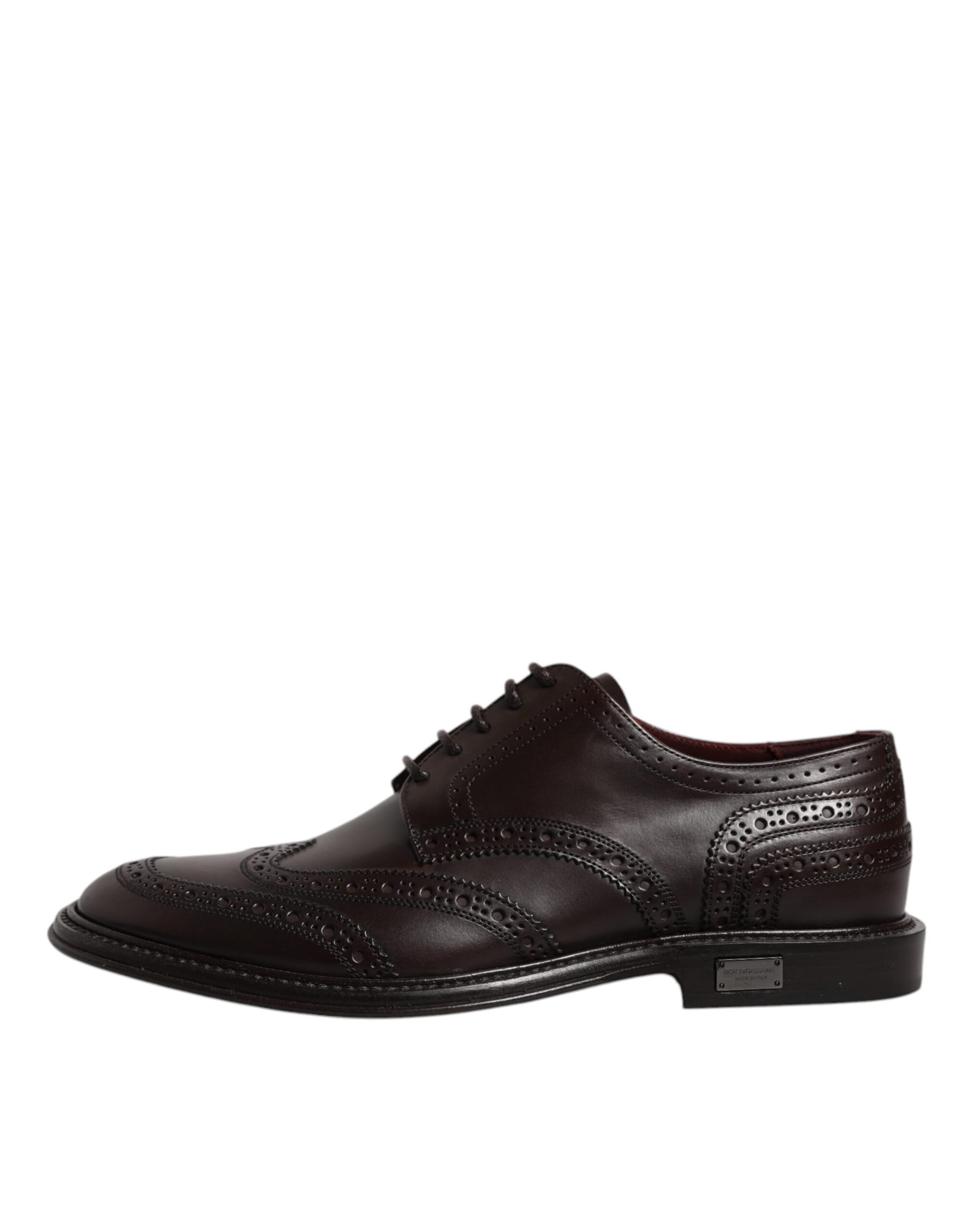 Braune Derby-Schuhe aus Leder mit Flügelkappe und Schnürung
