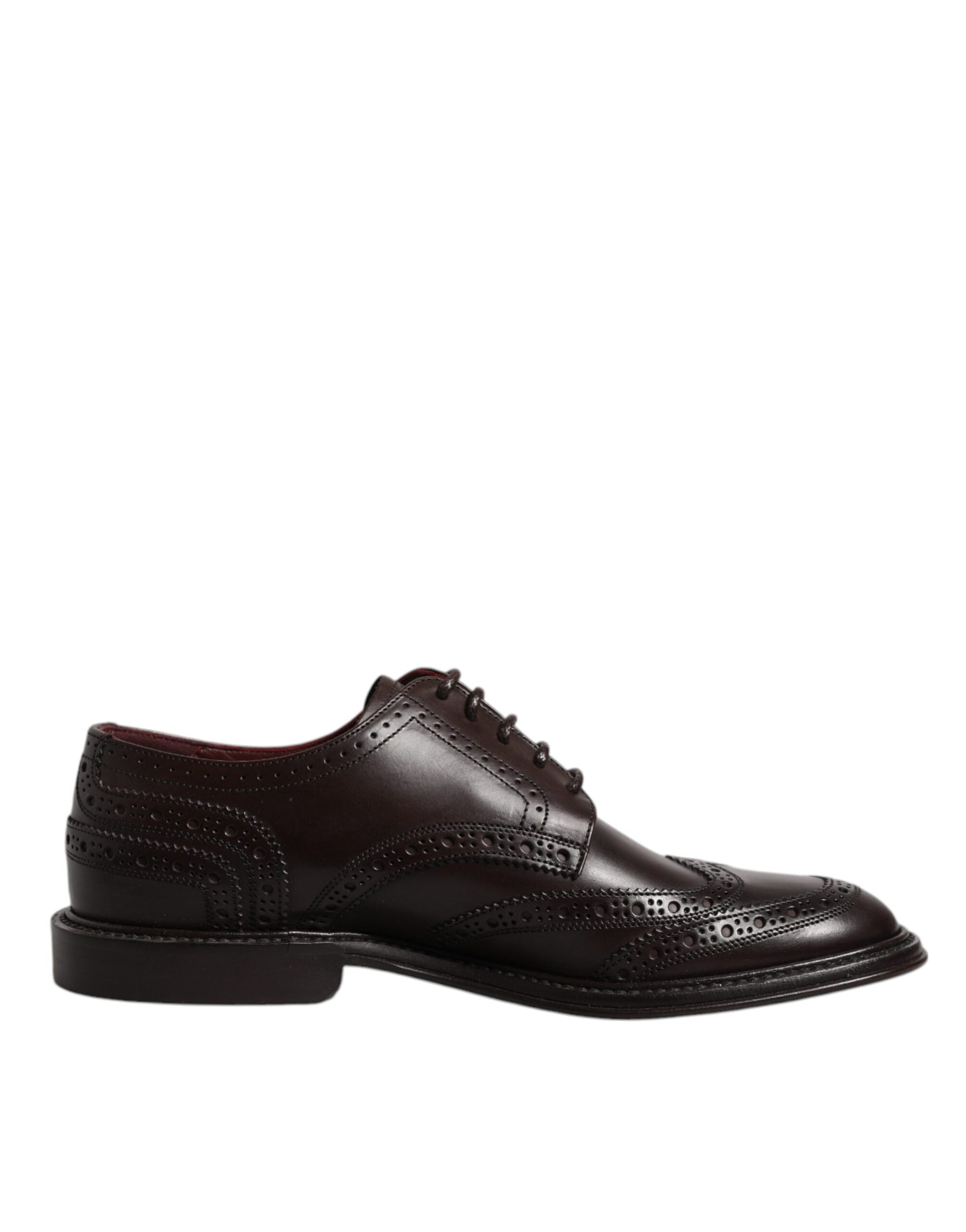 Braune Derby-Schuhe aus Leder mit Flügelkappe und Schnürung