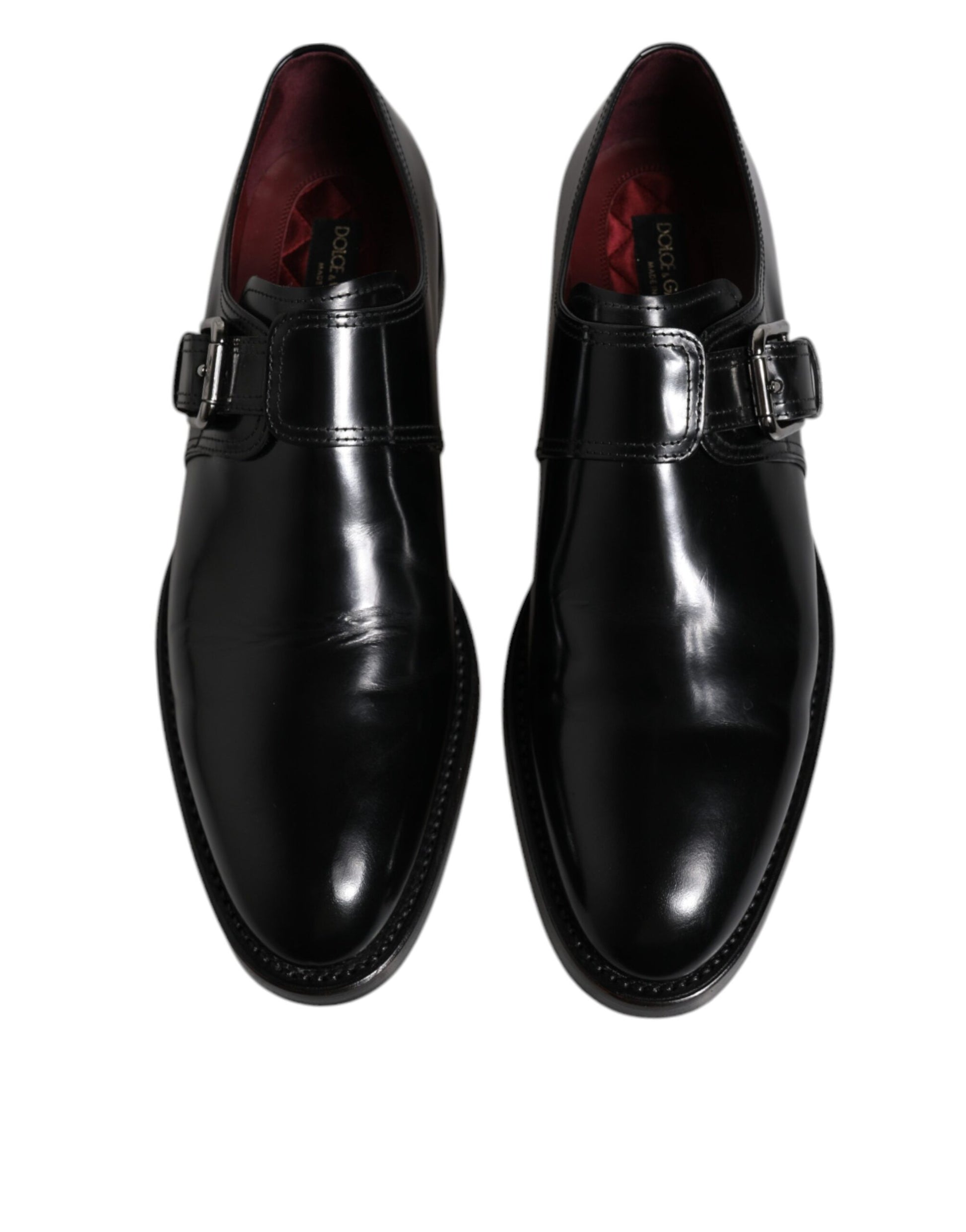 Schwarze formelle Derby-Schuhe aus Leder mit Monkstrap