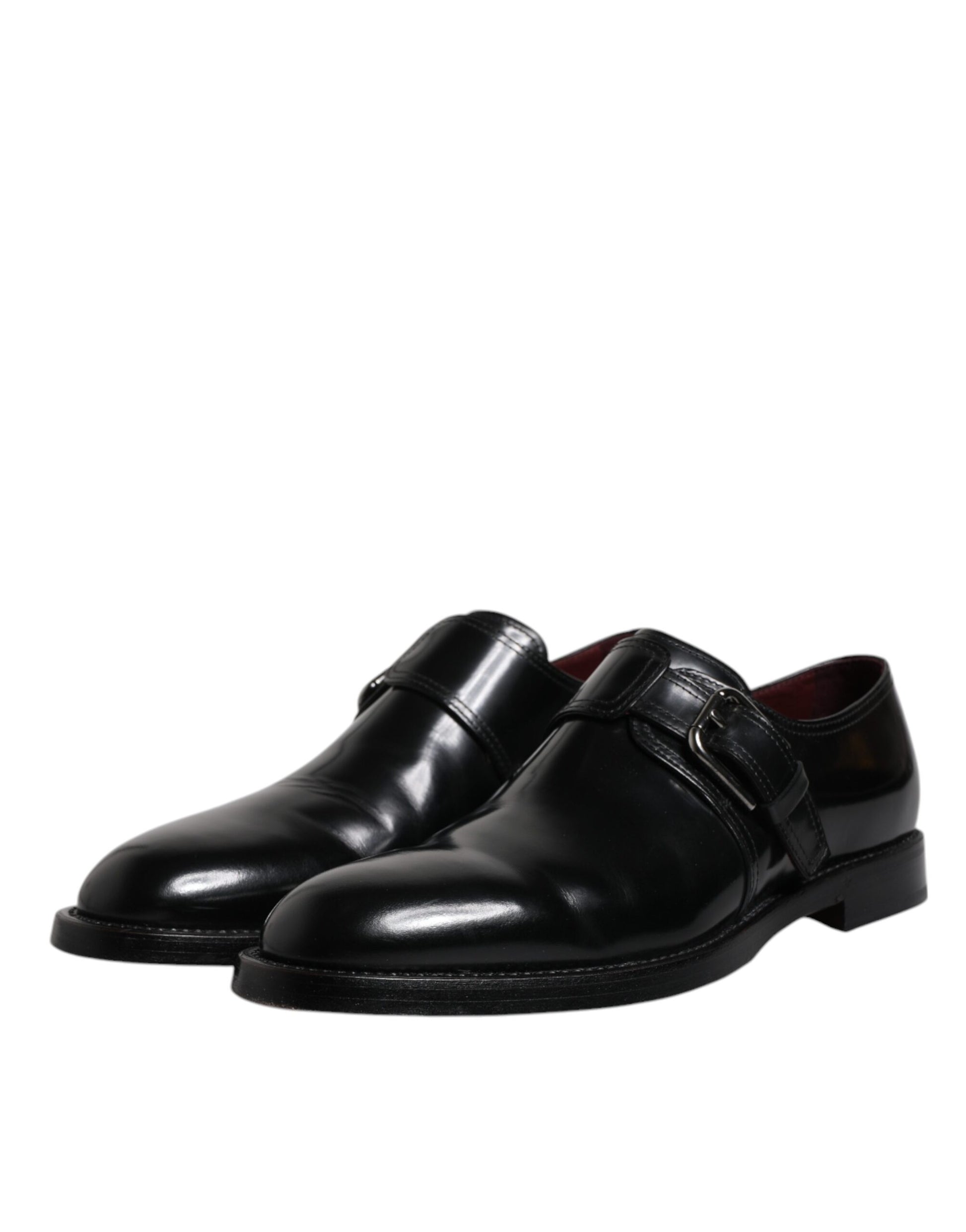 Schwarze formelle Derby-Schuhe aus Leder mit Monkstrap