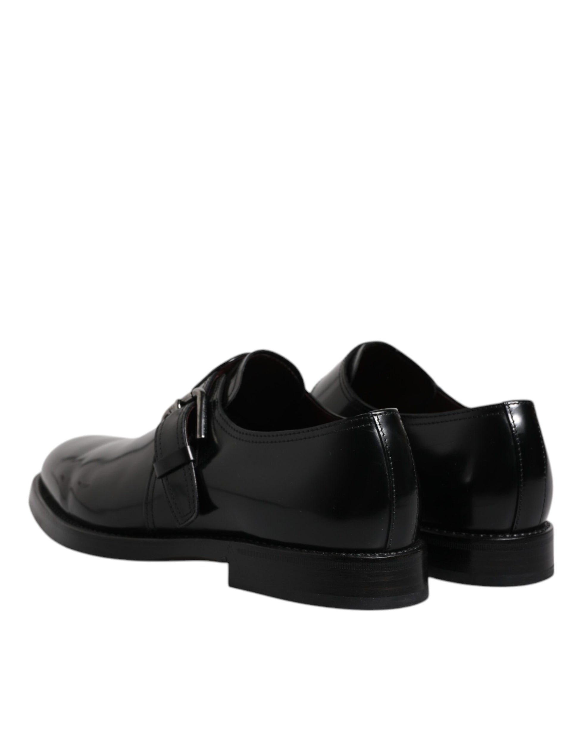 Schwarze formelle Derby-Schuhe aus Leder mit Monkstrap