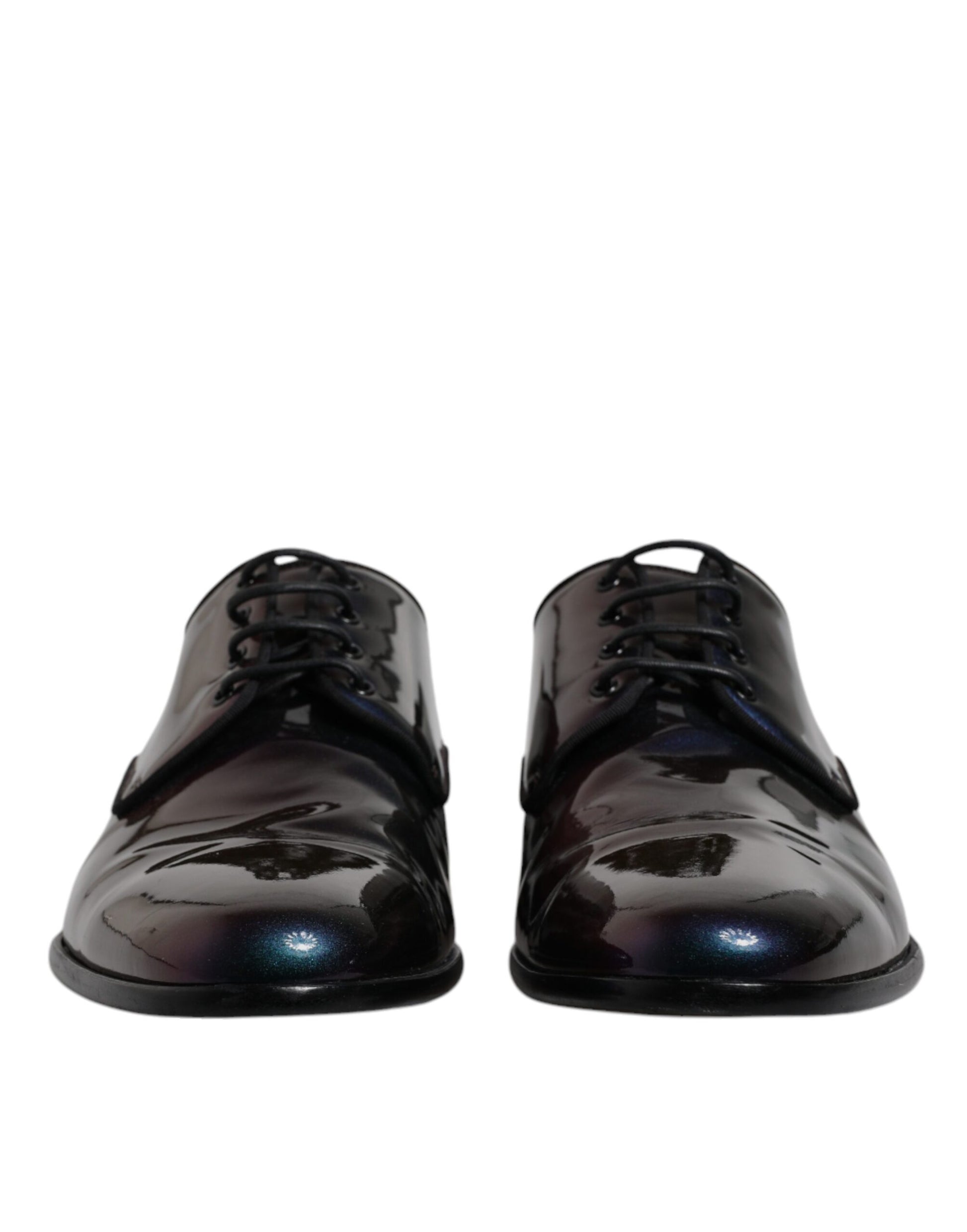 Mehrfarbige Pfauen-Lackleder-Derby-Herrenschuhe