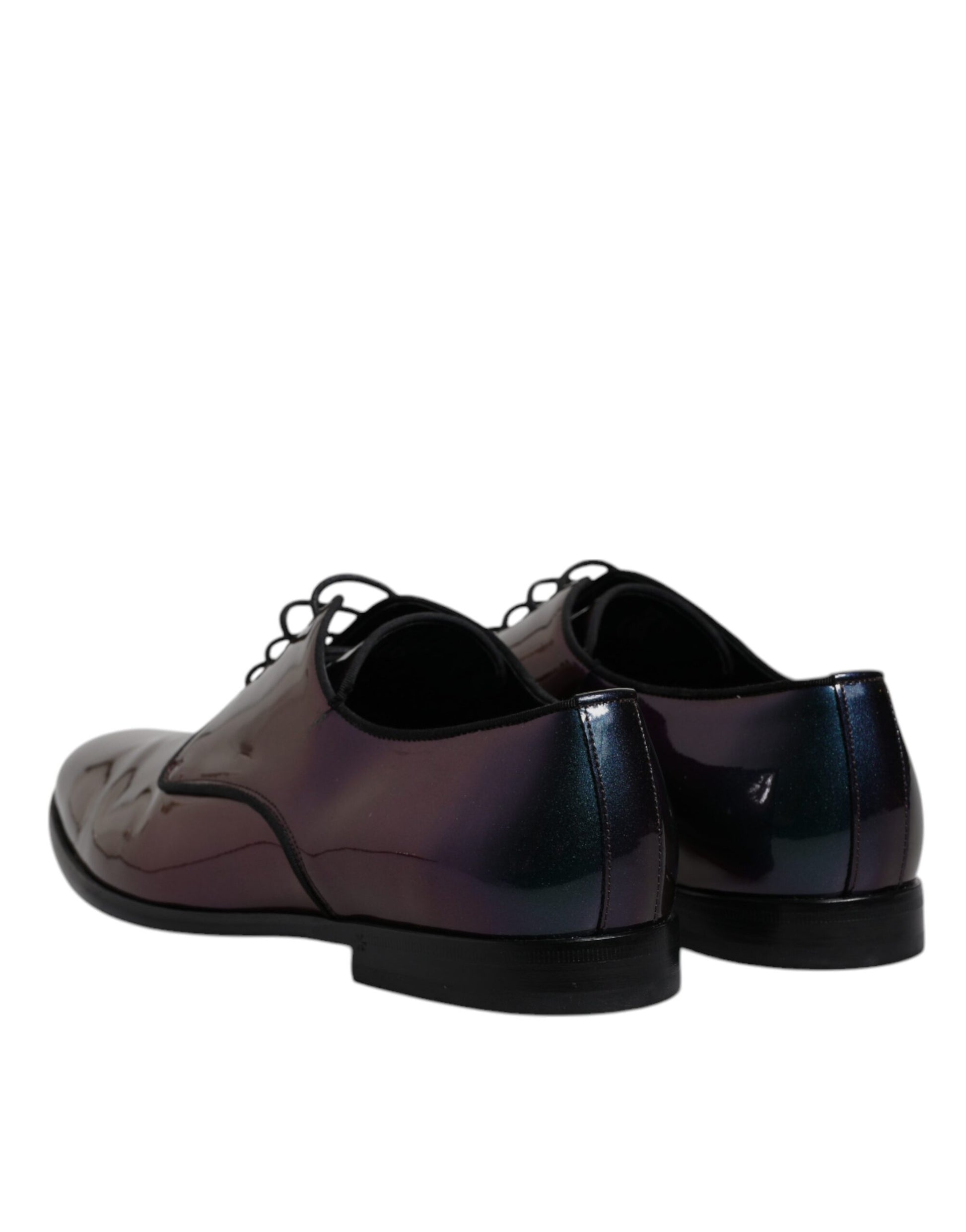 Mehrfarbige Pfauen-Lackleder-Derby-Herrenschuhe