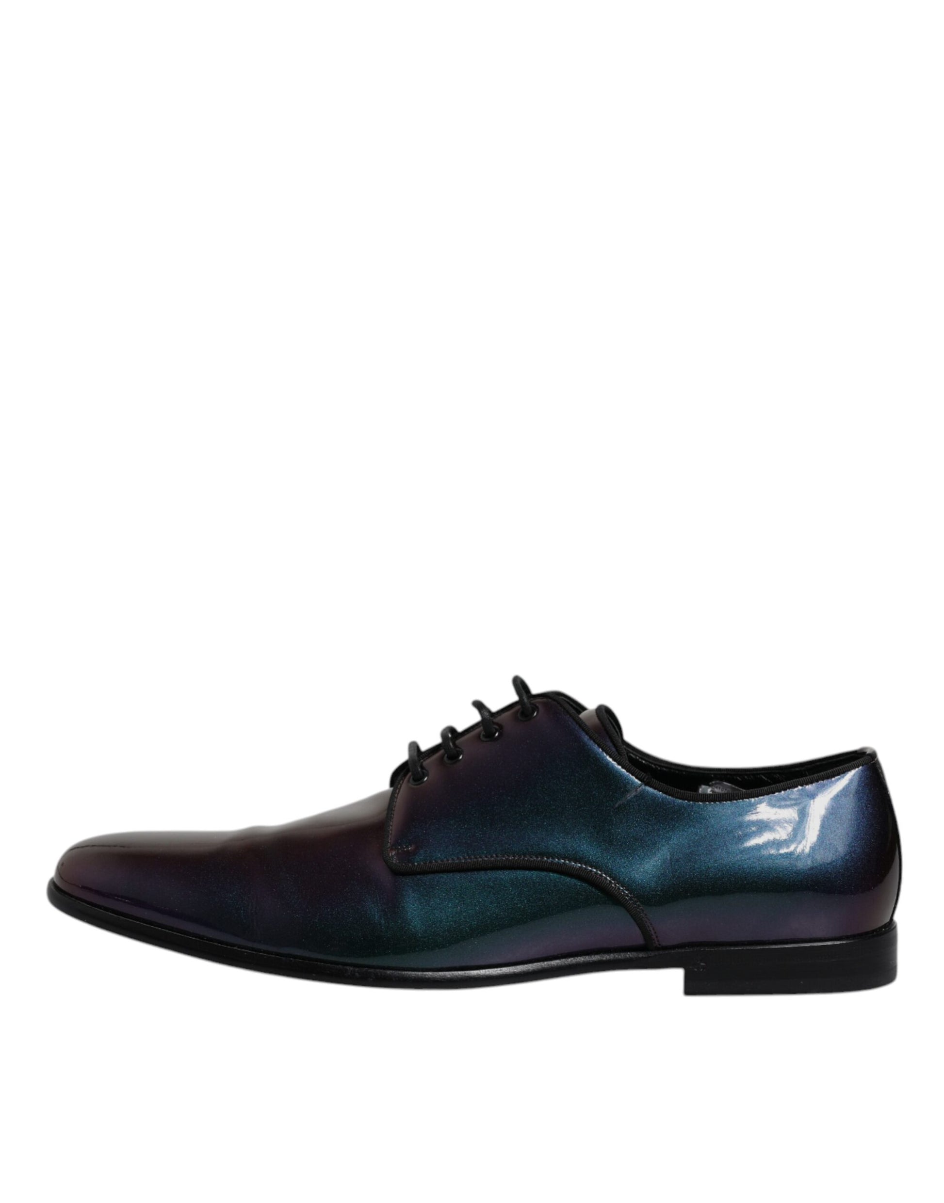 Mehrfarbige Pfauen-Lackleder-Derby-Herrenschuhe