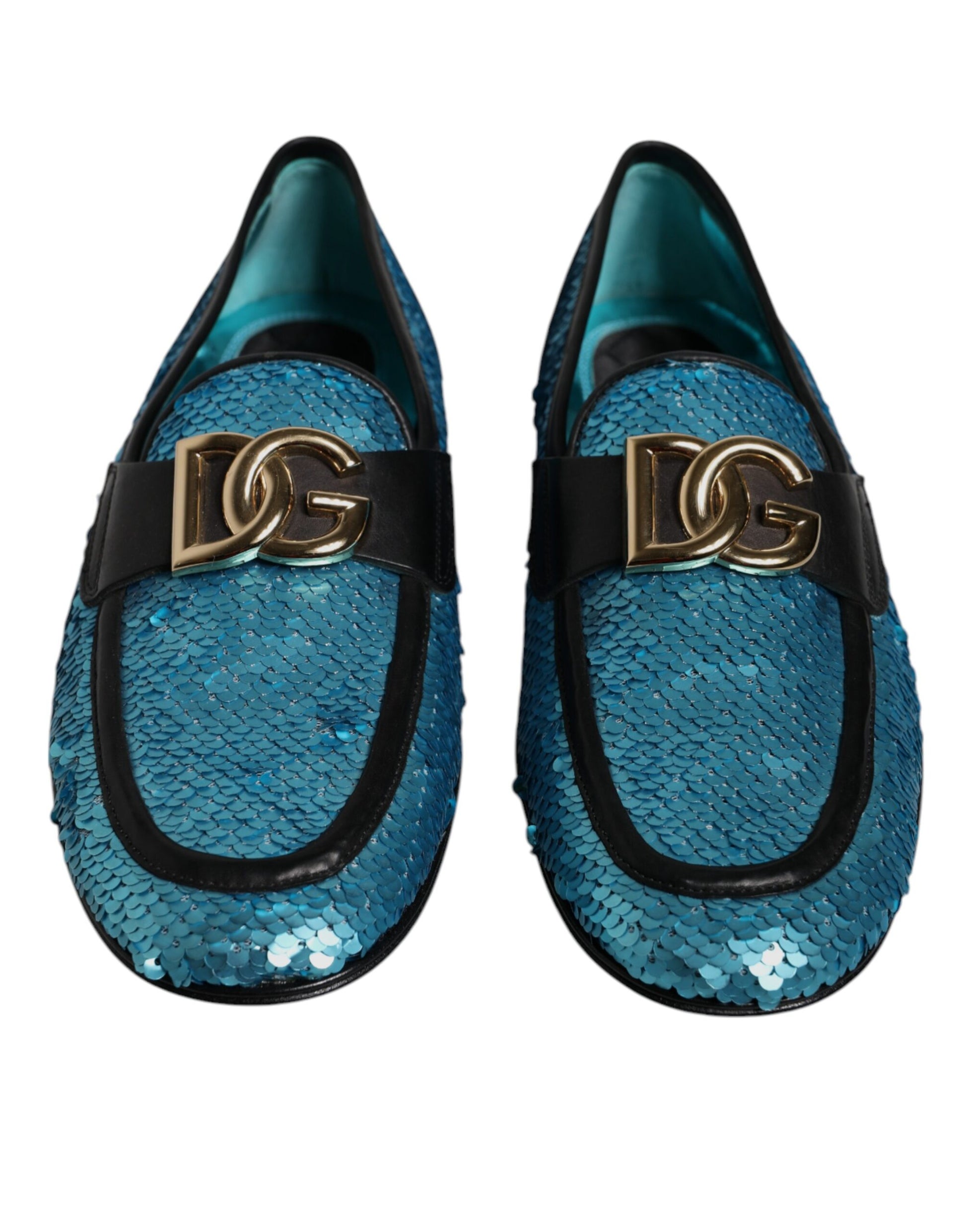 Blaue Loafer mit Pailletten, formelle Abendschuhe