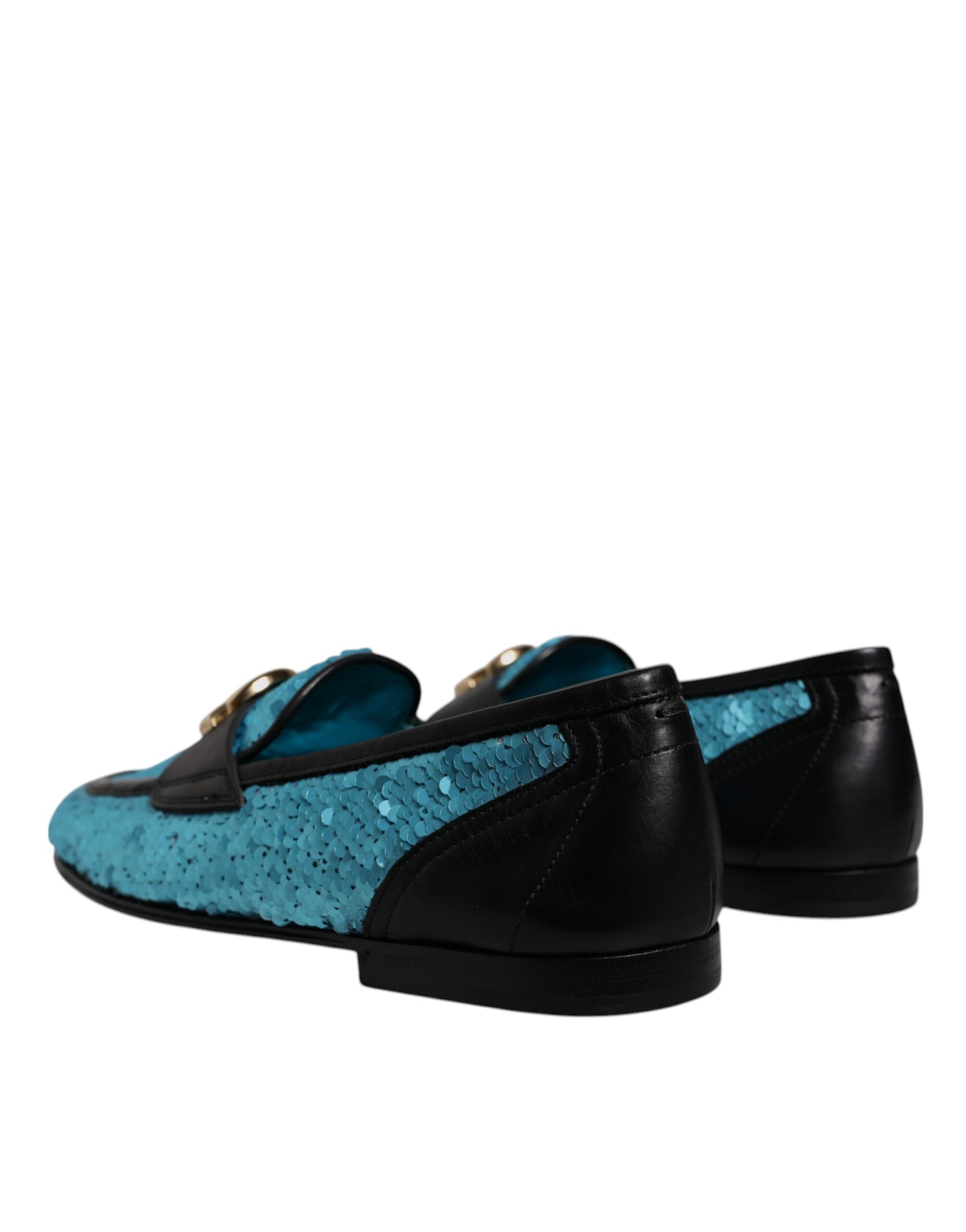Blaue Loafer mit Pailletten, formelle Abendschuhe