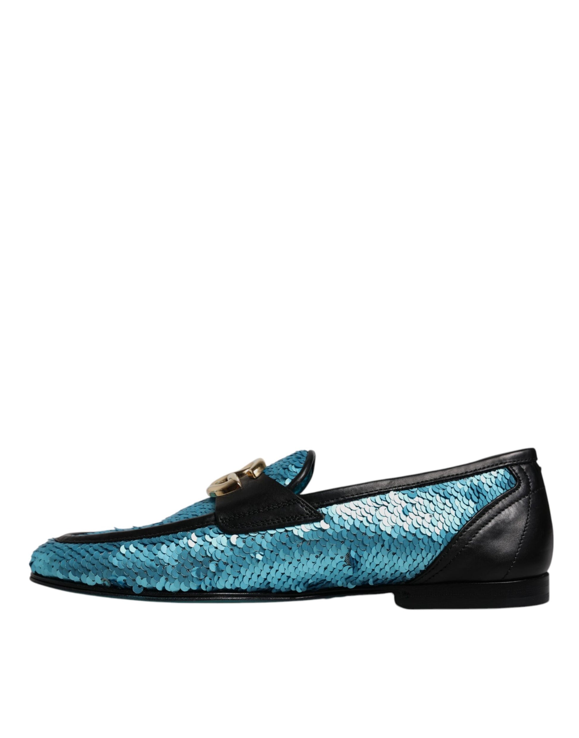 Blaue Loafer mit Pailletten, formelle Abendschuhe