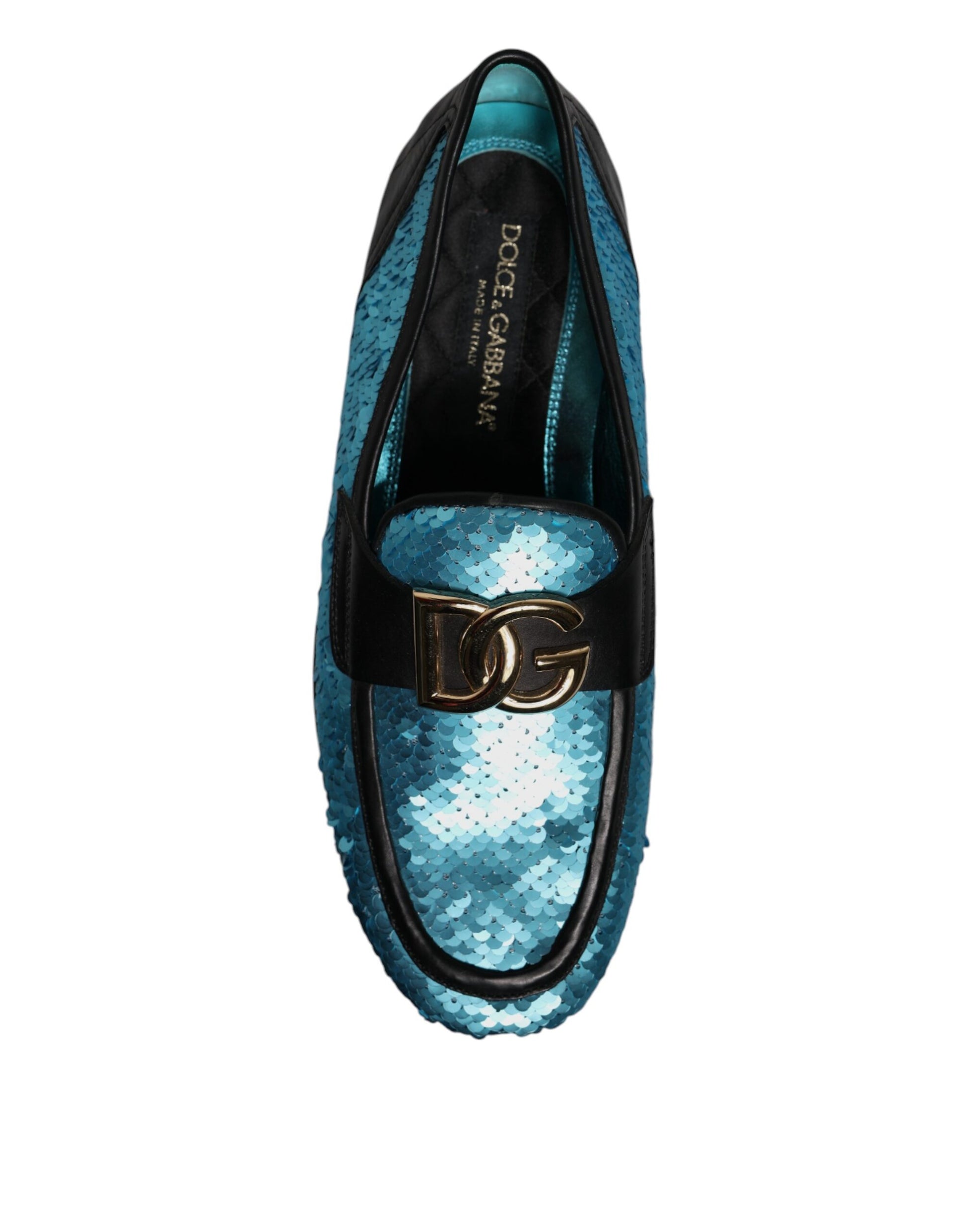 Blaue Loafer mit Pailletten, formelle Abendschuhe