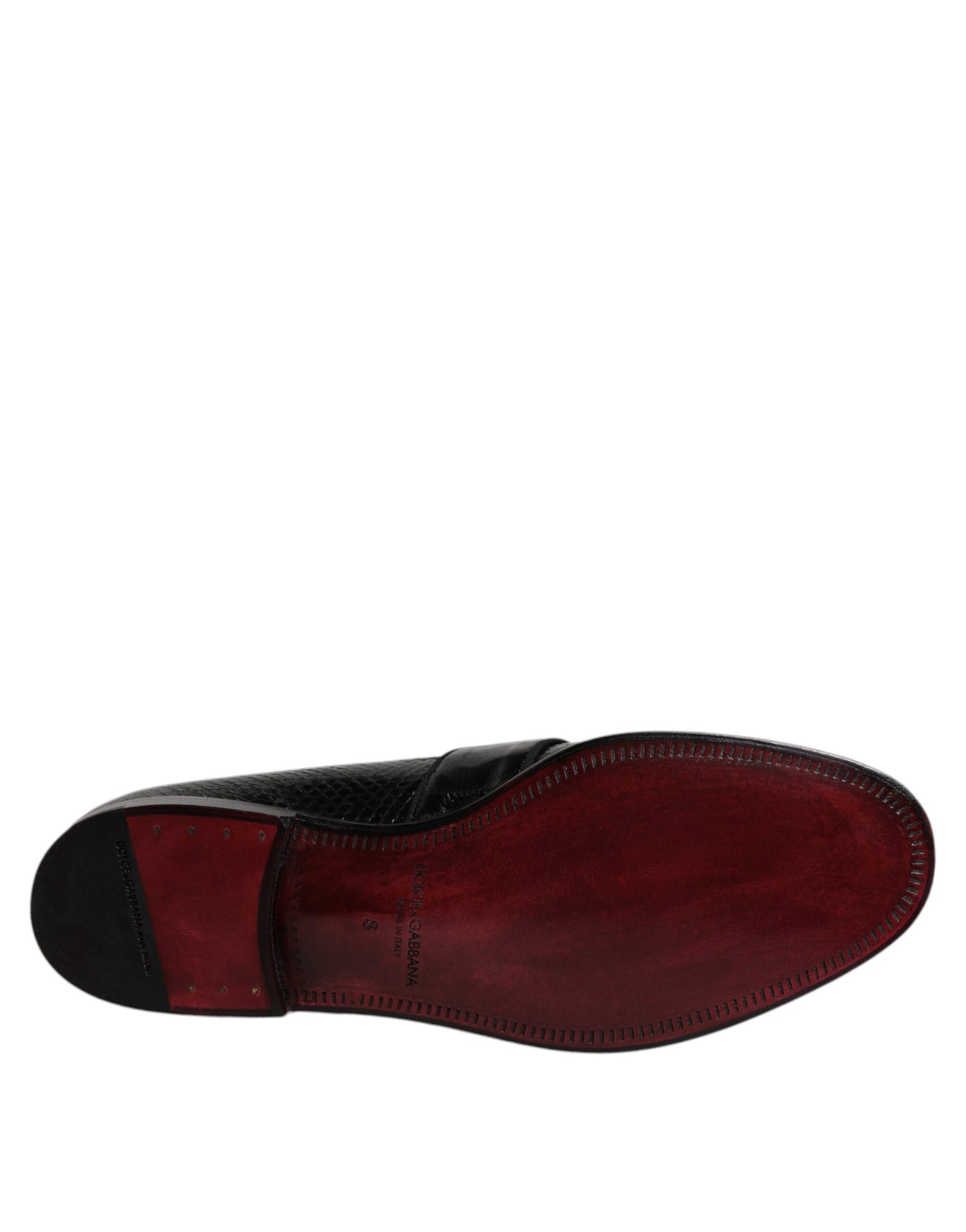 Schwarze Loafer aus exotischem Leder mit DG-Logo, formelle Abendschuhe