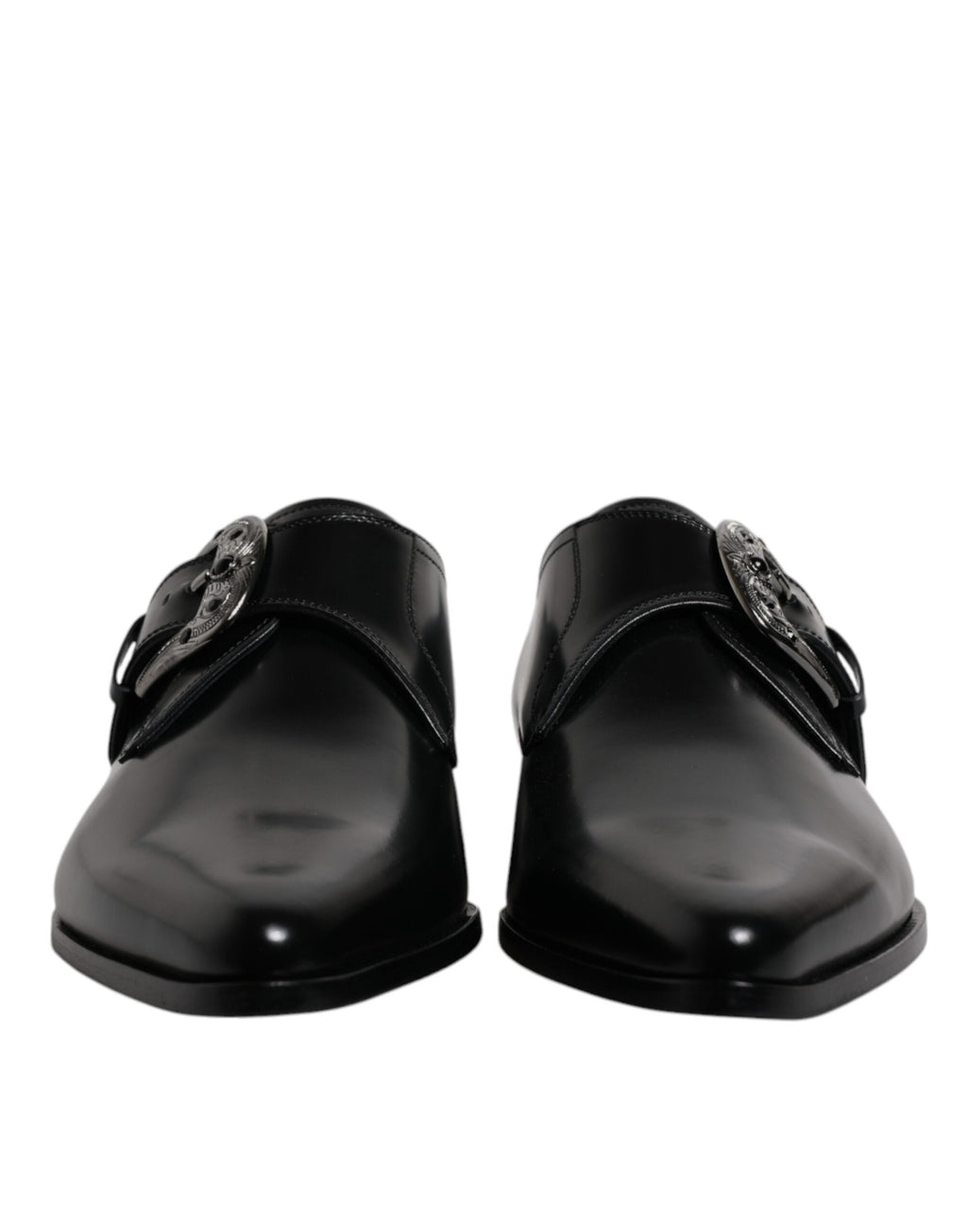 Schwarze formelle Derby-Schuhe aus Leder mit Monkstrap