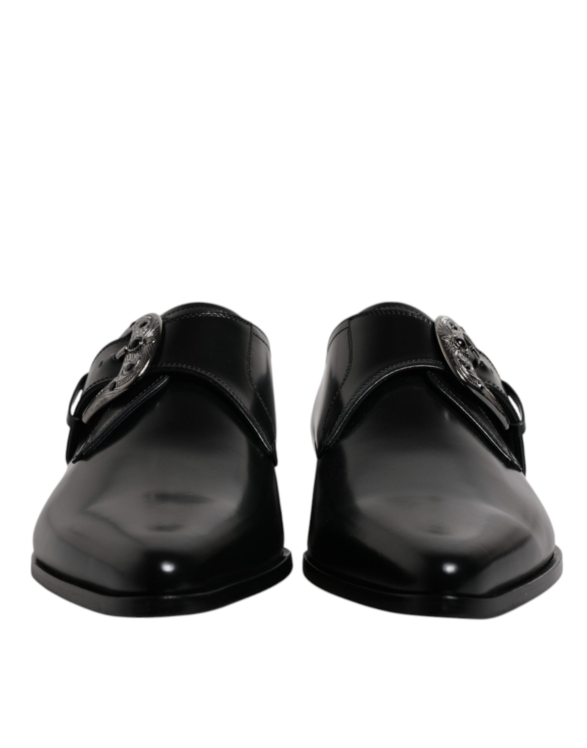 Schwarze formelle Derby-Schuhe aus Leder mit Monkstrap