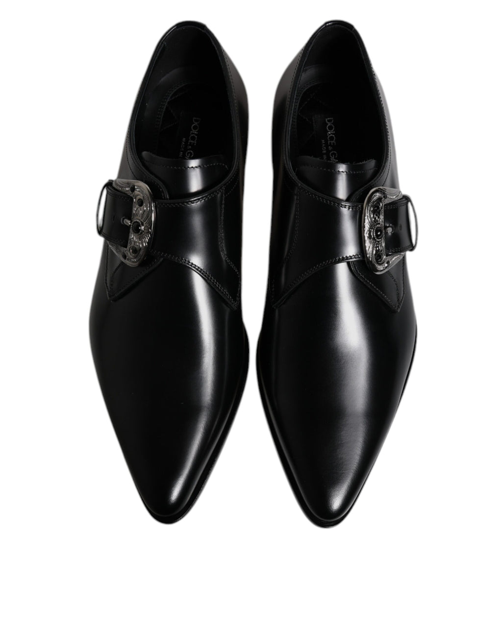 Schwarze formelle Derby-Schuhe aus Leder mit Monkstrap