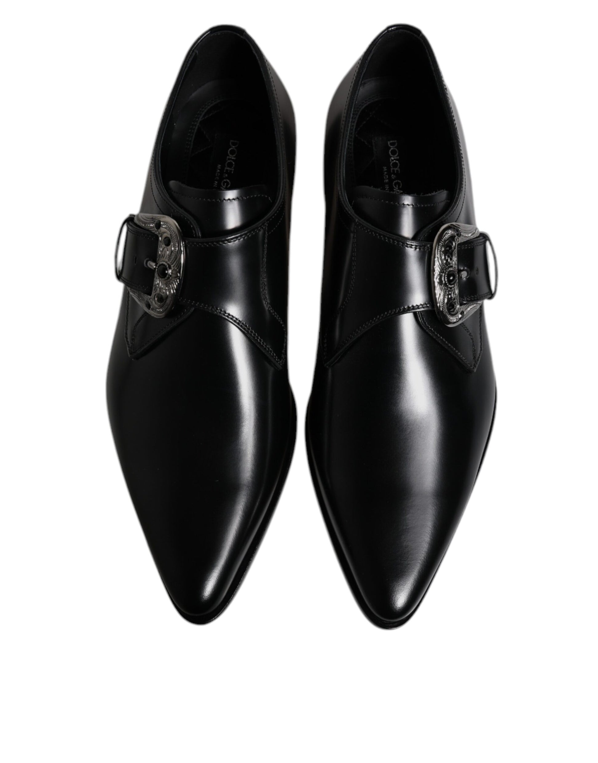 Schwarze formelle Derby-Schuhe aus Leder mit Monkstrap
