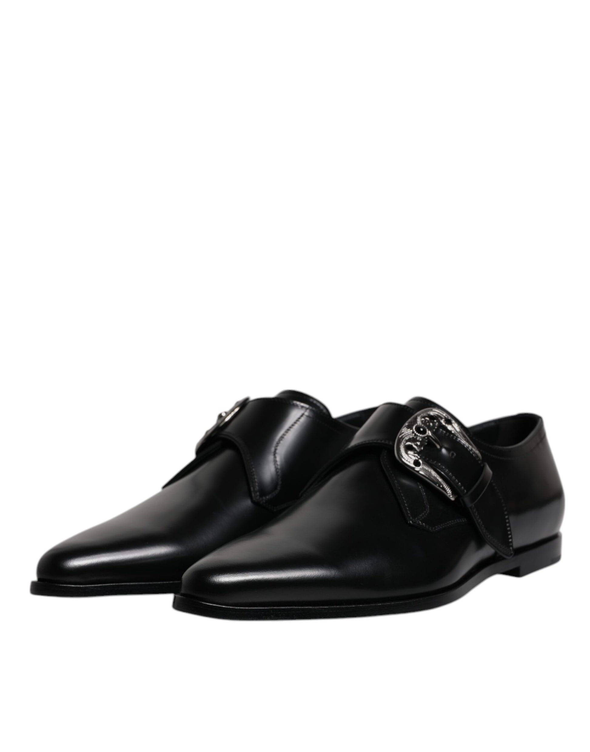 Schwarze formelle Derby-Schuhe aus Leder mit Monkstrap