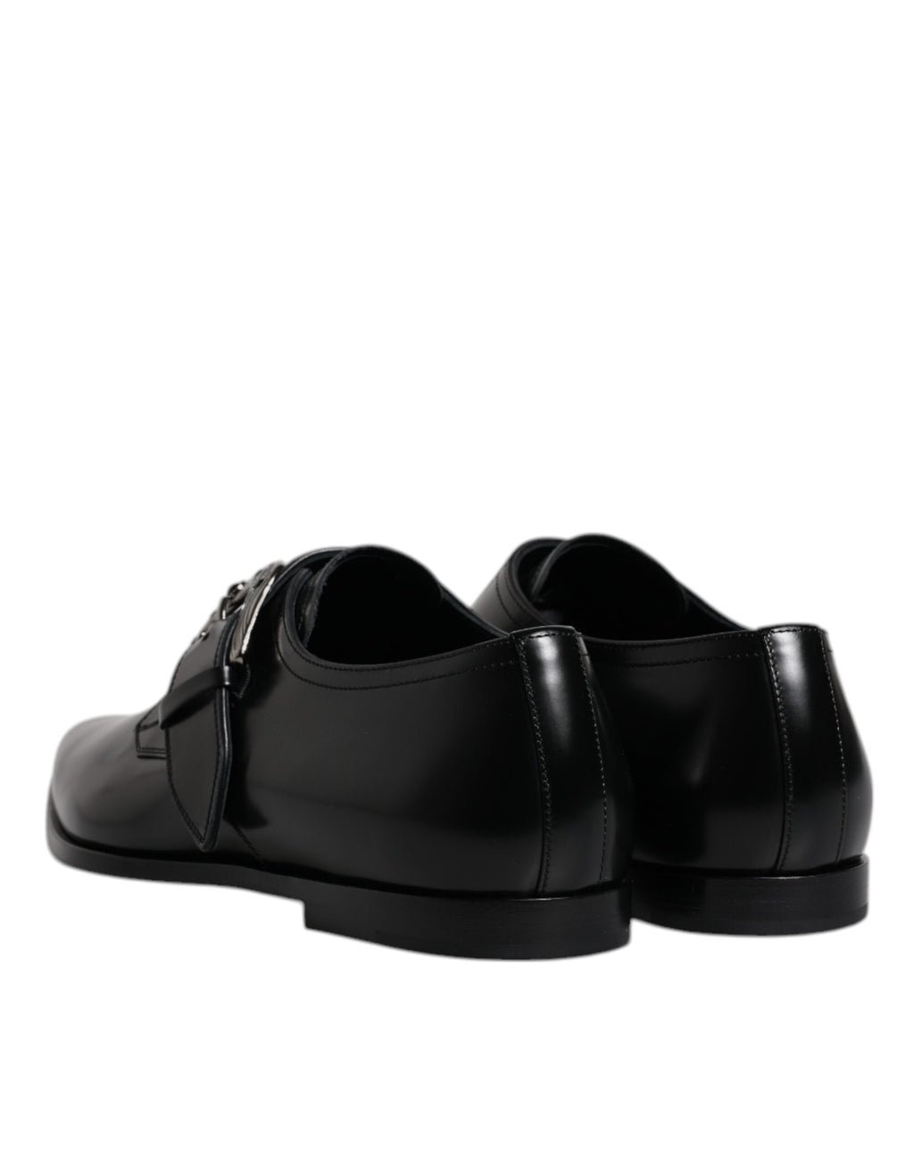 Schwarze formelle Derby-Schuhe aus Leder mit Monkstrap