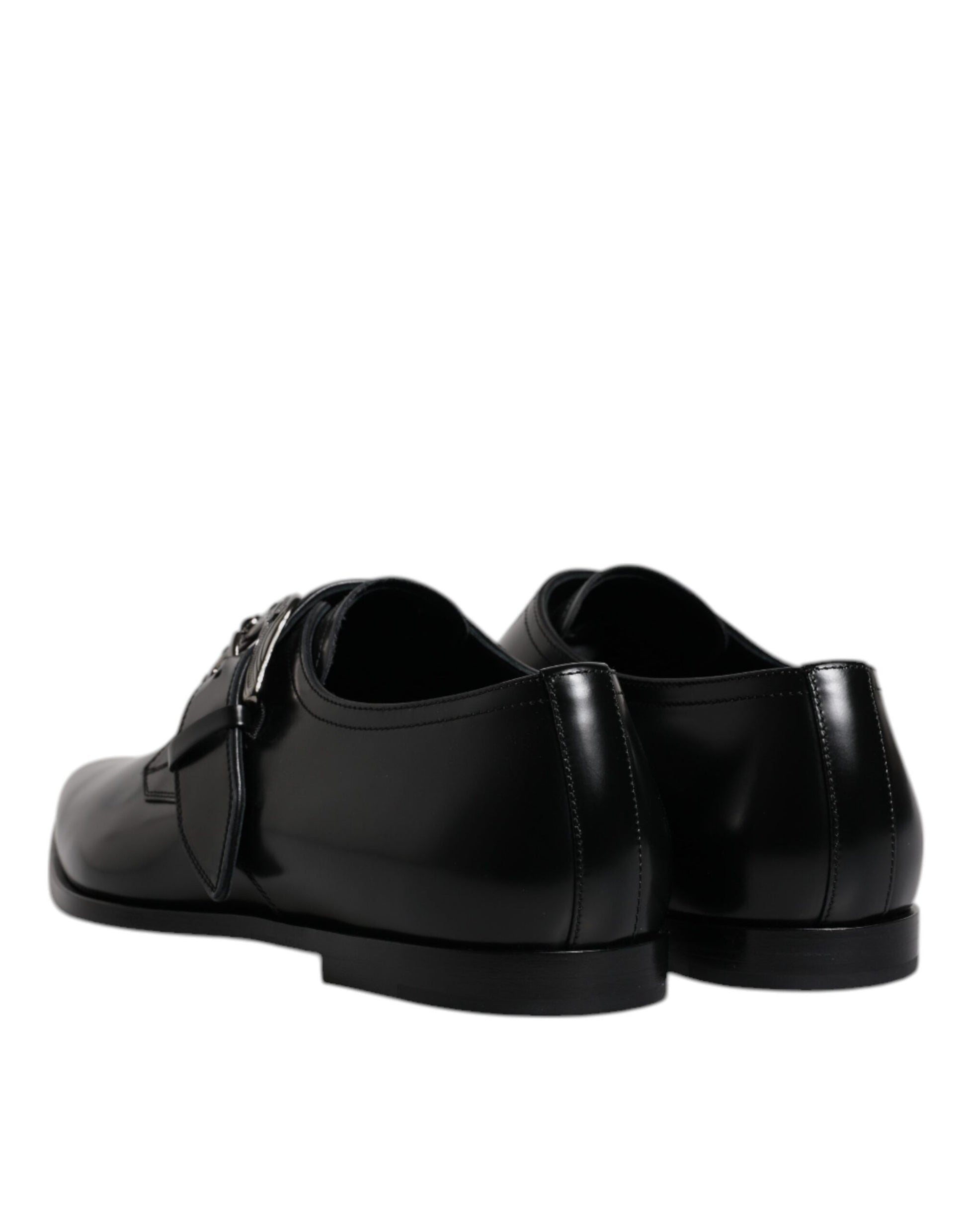 Schwarze formelle Derby-Schuhe aus Leder mit Monkstrap