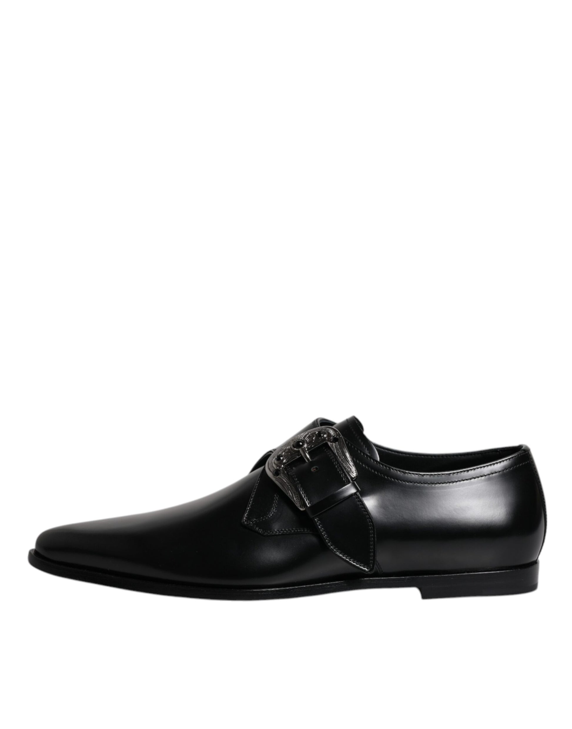 Schwarze formelle Derby-Schuhe aus Leder mit Monkstrap