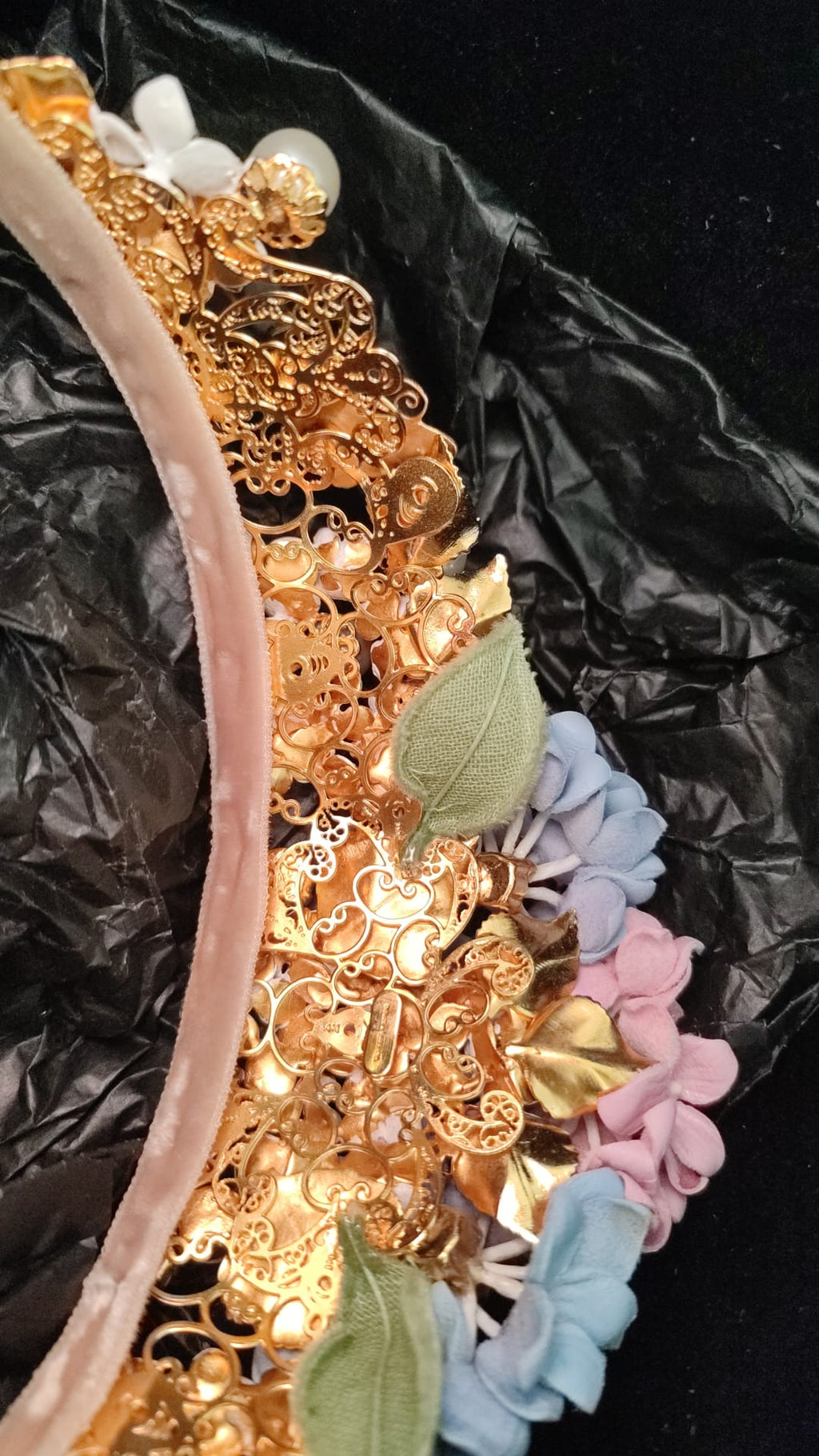 Gold Kristall Lila Hortensia Stirnband Krone Diadem