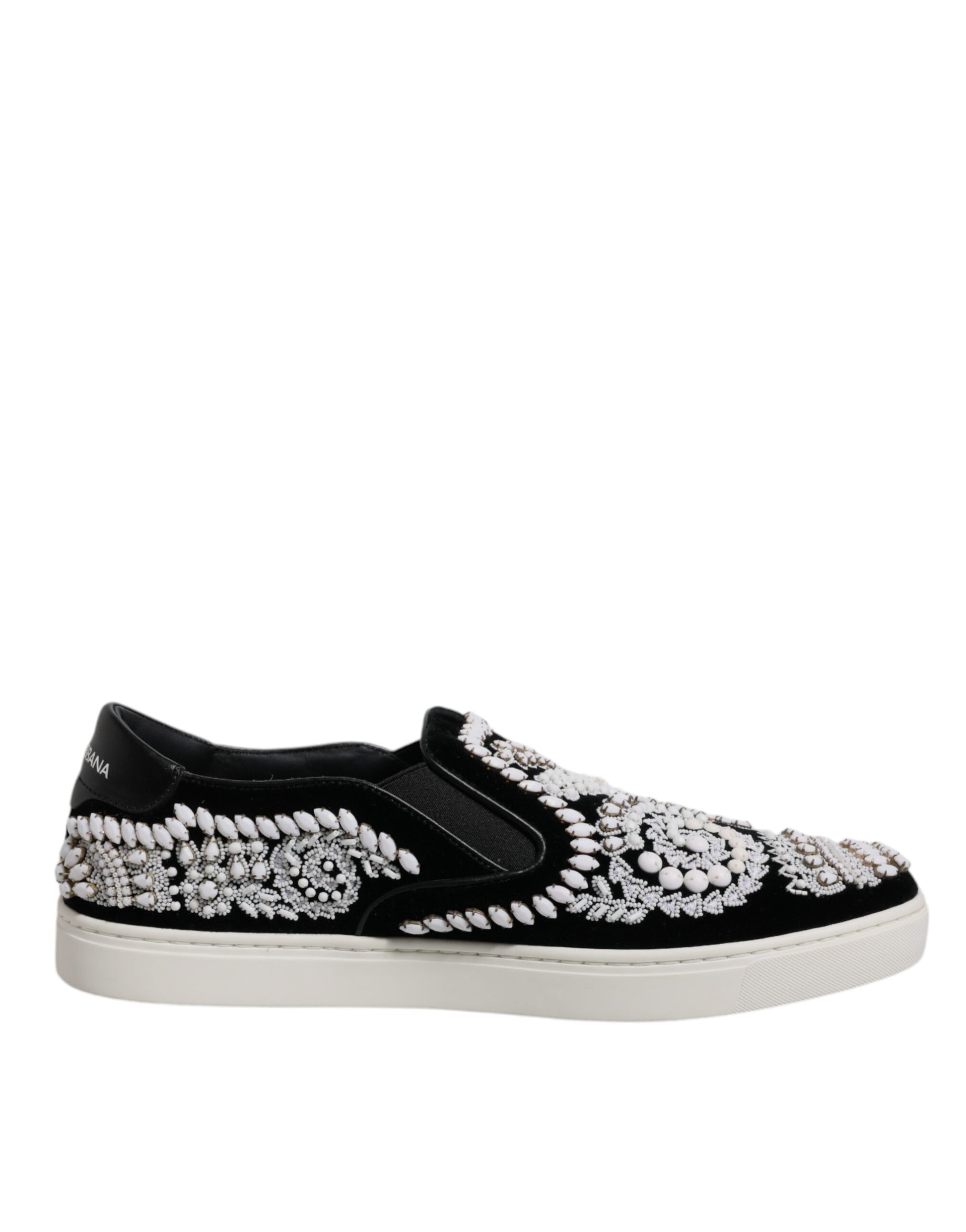 Schwarze, verzierte London-Schlupfschuhe für Herren