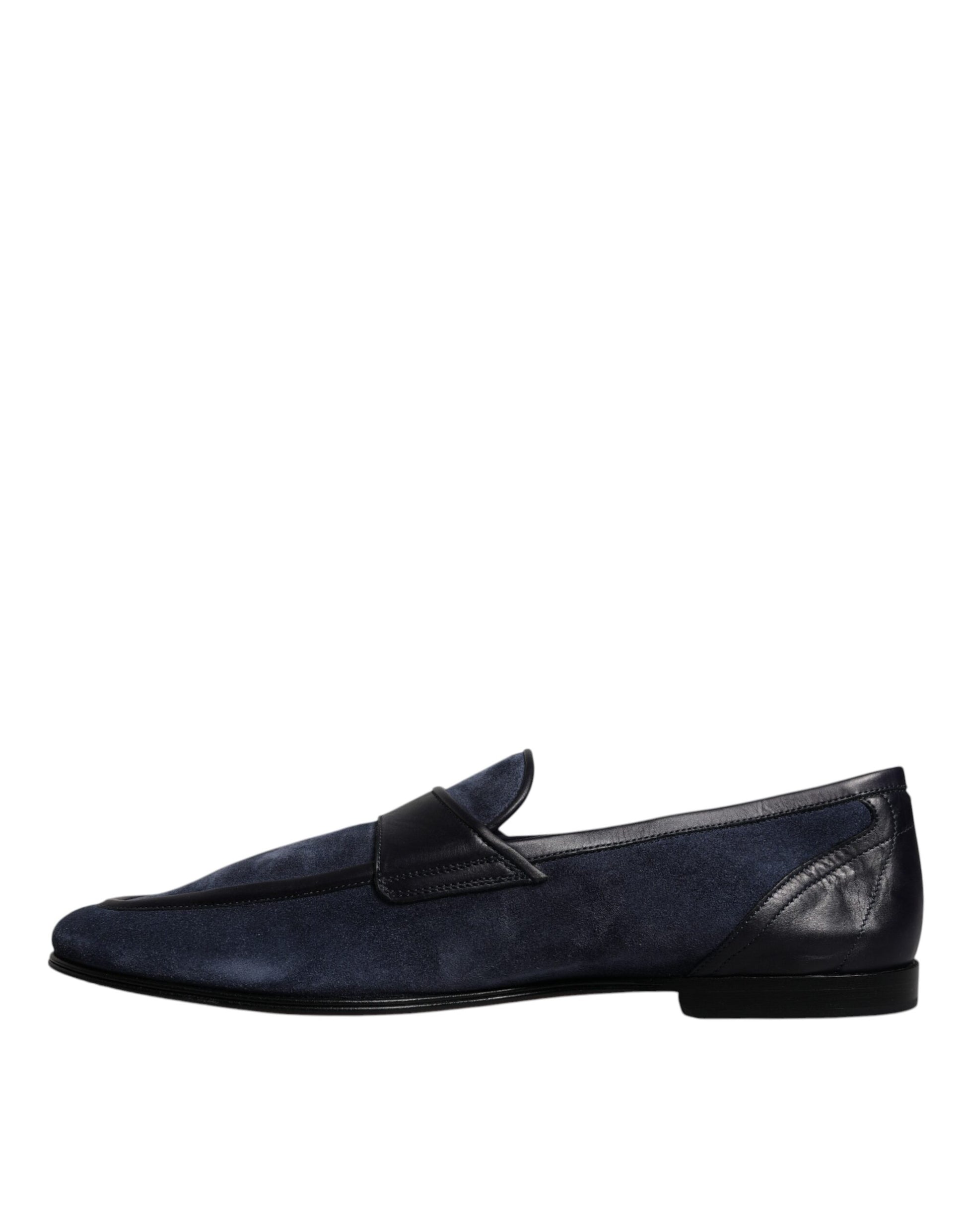 Blaue Wildlederschuhe Loafer Mokassin Schuhe