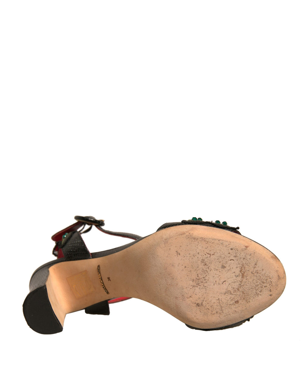 Schwarze Sandalen mit geprägtem Nelkenabsatz