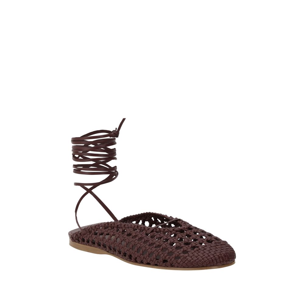 Mules aus Leder mit Netzeffekt