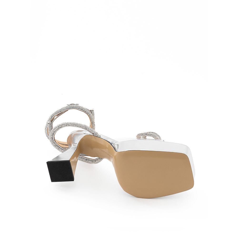 Elegante Plateauschuhe aus silbernem Leder