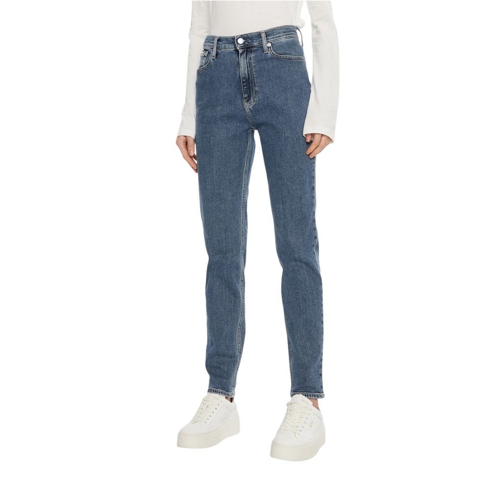 Blaue Mom-Jeans aus Baumwolle