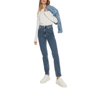 Blaue Mom-Jeans aus Baumwolle