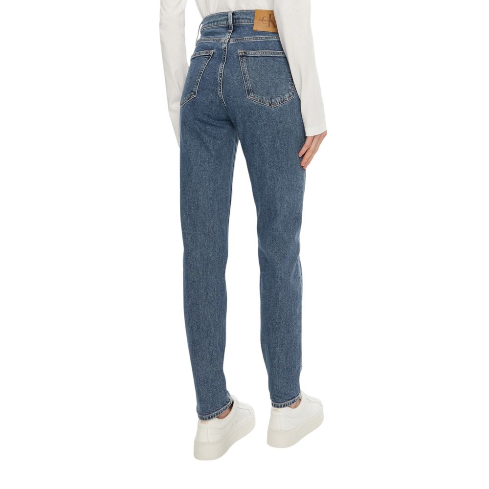 Blaue Mom-Jeans aus Baumwolle