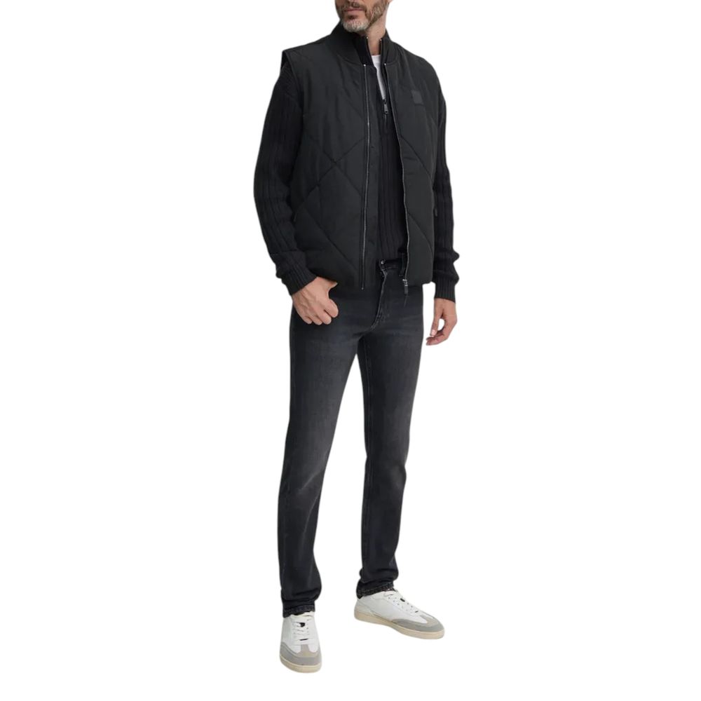 Schwarzer Baumwoll-Cardigan